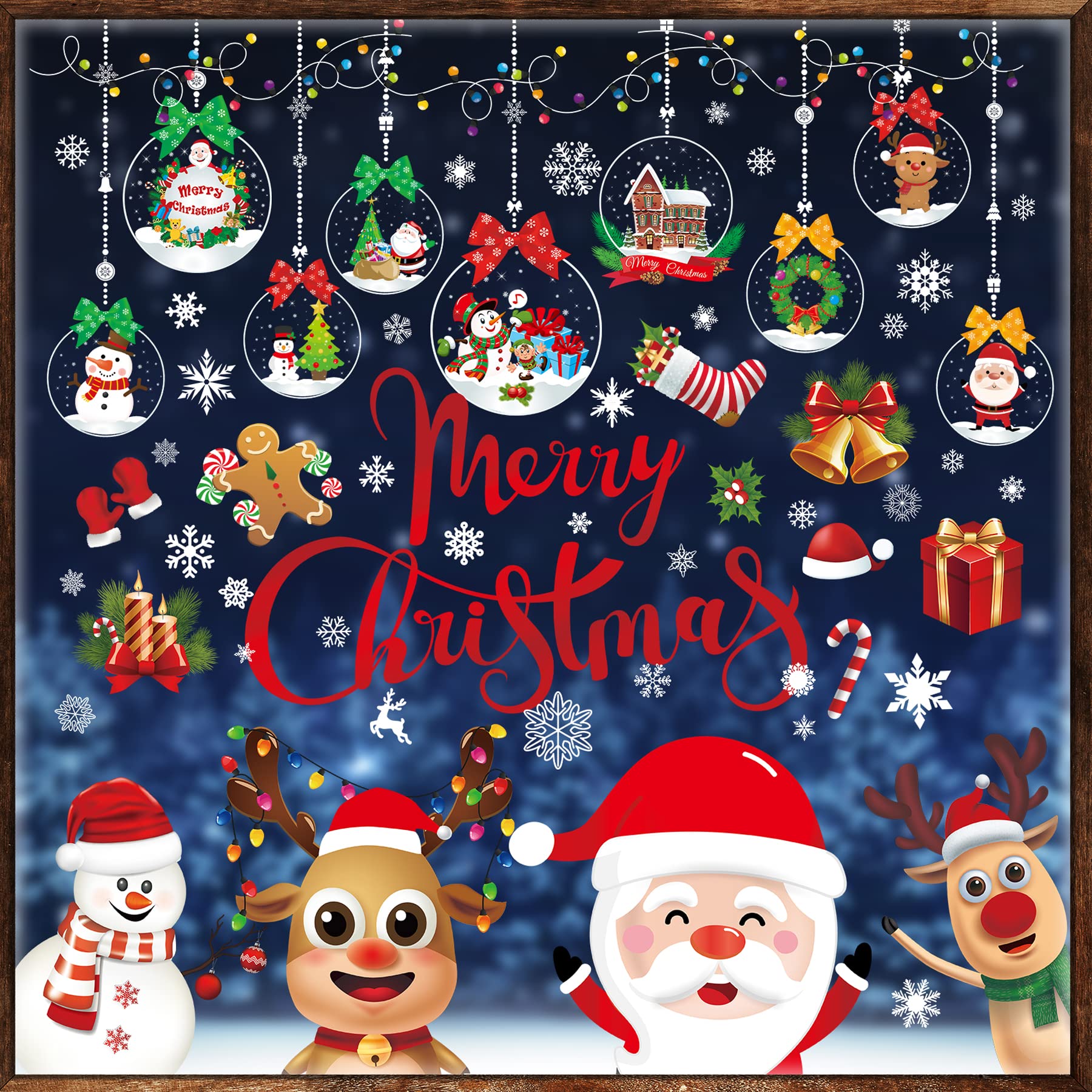 Funnlot Christmas Window Decorations - 10 Sheets of Double Sided Snowflake Window Clings for Xmas Party Supplies