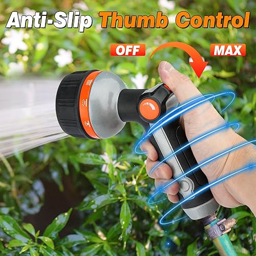 Miniatura 5 de BIBURY Boquilla de manguera de jardín, boquilla de pulverización de metal resistente con 10 patrones de pulverización, rociador de mano de alta