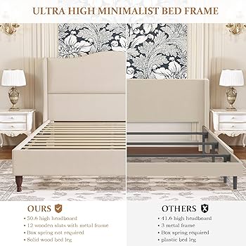 Amazon.com: koorlian King Size Bed Frame Upholstered