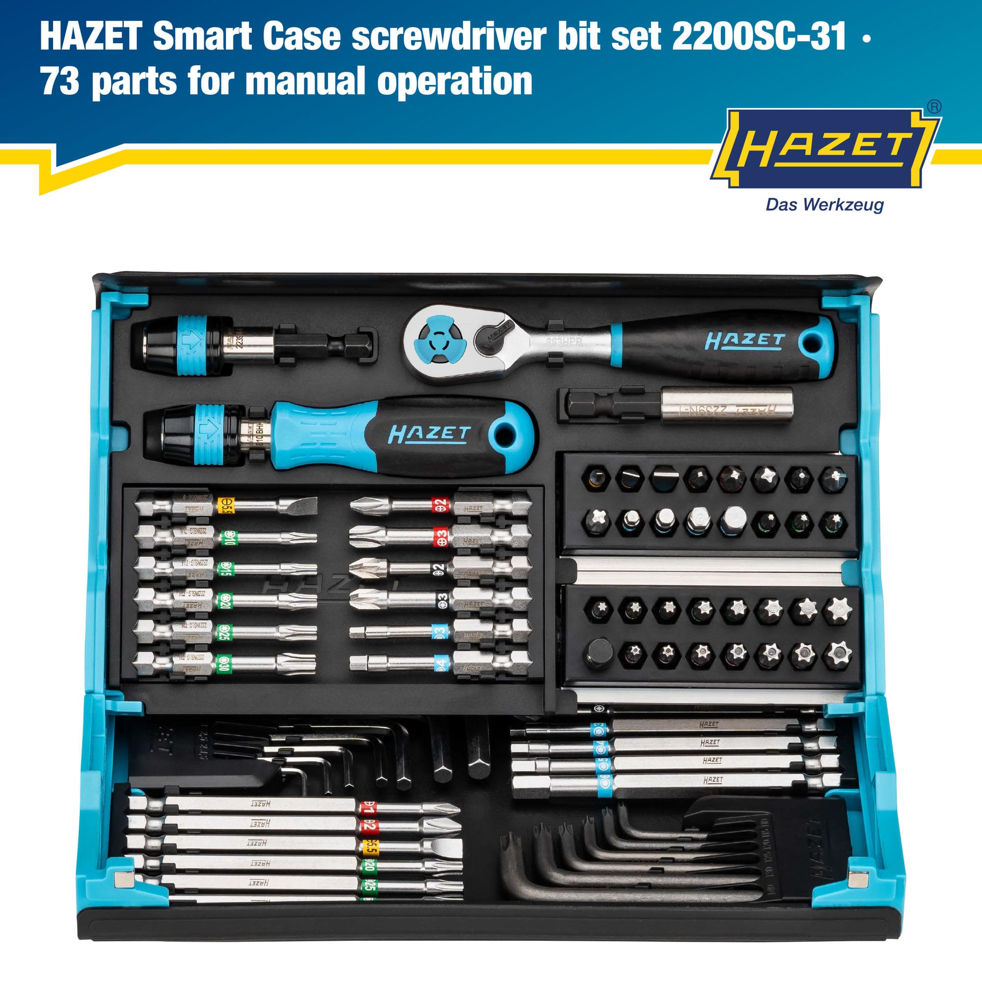 HAZET Smartcase Bit Set 2200SC-31 I 73-Piece Set, Drive: Hexagon
