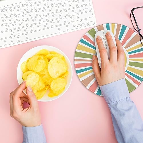 Miniatura 4 de Alfombrilla de mouse redonda estética retro de arco iris colorido para juegos, arco iris retro, amanecer, atardecer, alfombrilla de mouse redonda 02