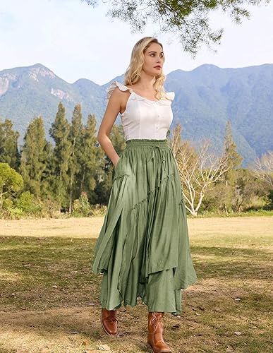 Miniatura 2 de Scarlet Darkness Faldas largas para mujer, disfraz renacentista, falda larga de pirata, talla grande con bolsillos