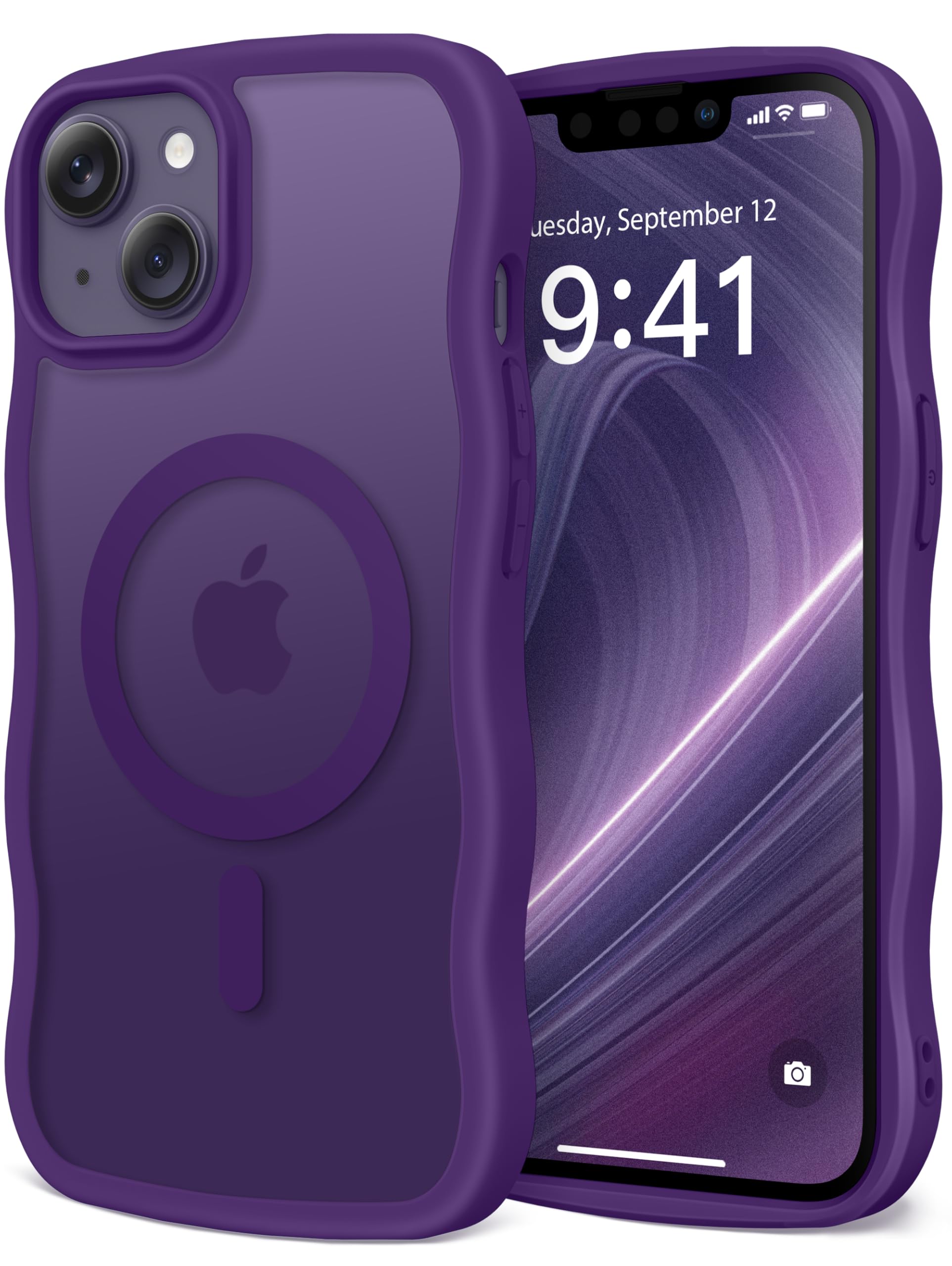 CAPRARO Cute for iPhone 13 Case & iPhone 14 Case, Compatible with MagSafe, [Curly Wave Edge] [Camera Protection] [14 FT Drop Protection] Magnetic for