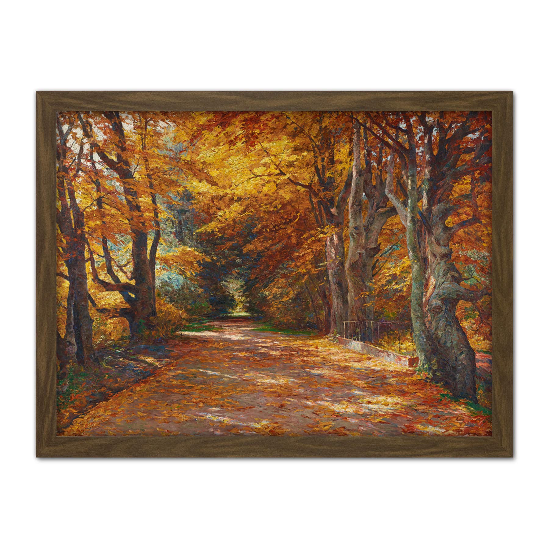 Artery8 Florian Praterallee Autumn Vienna Trees Painting Artwork Framed Wall Art Print 18X24 Inch