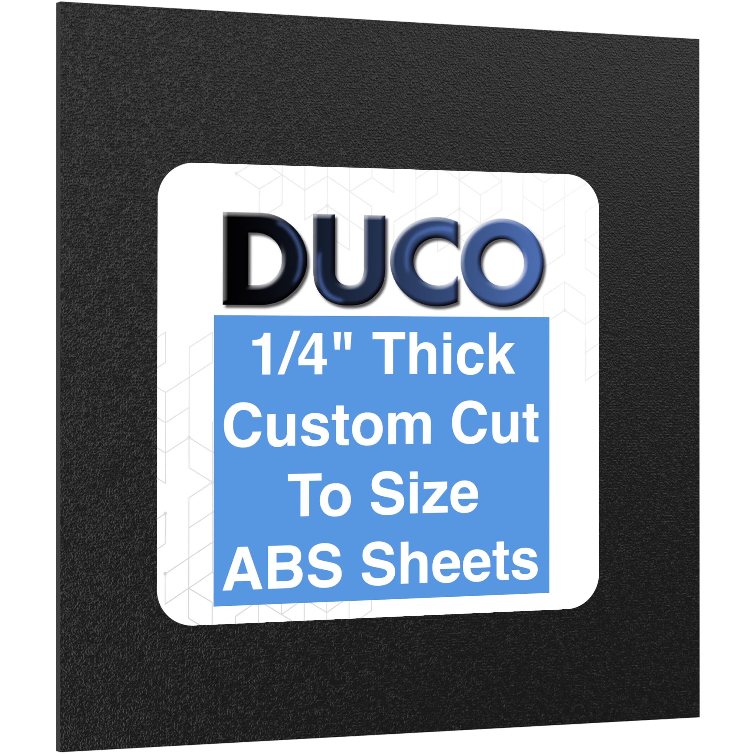 Duco Custom Cut to Size ABS Plastic Sheet 1/4" (6.4mm) Thick - USA-Made Black Textured & Matte ABS Sheet Cut to Size - Heat Moldable & Vacuum Formable