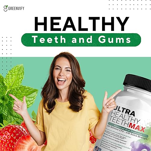 Miniatura 9 de Suplemento probiótico Ultra Healthy Teeth Max, 40 mil millones de UFC, 60 cápsulas, fórmula avanzada de salud bucal (1)
