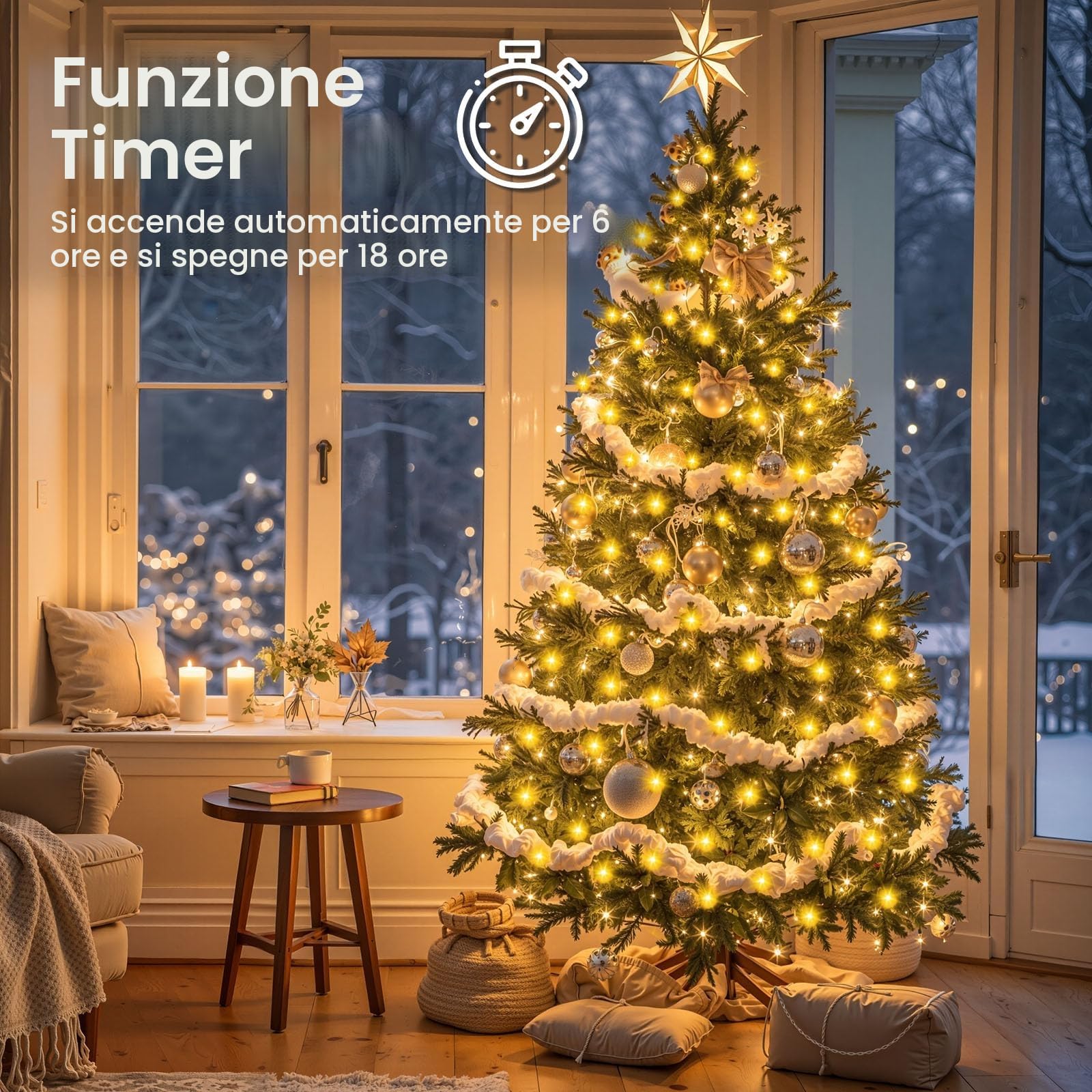 Luci Albero di Natale, 30M 300LED Luci Natale Esterno Collegabile in Serie, Timer & IP65 Luci Natalizie da Esterno con Spina, 8 Modalità Luci Led Albero di Natale da Interno, Balcone, Catena Luminosa
