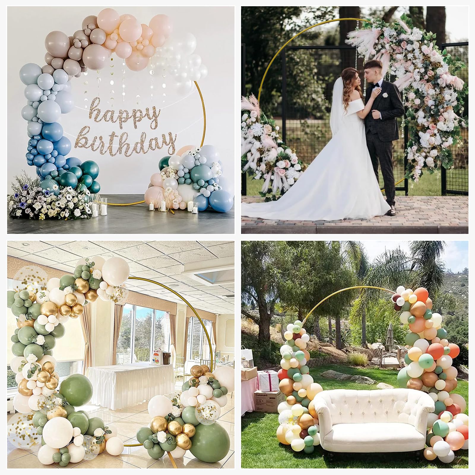 Arche Ballon, Support Arche Ballon Anniversaire 2.2 M, Kit Arche Cercle en Metal, Support Toile de Fond pour Arche de Decoration Anniversaire,Mariage et Noël