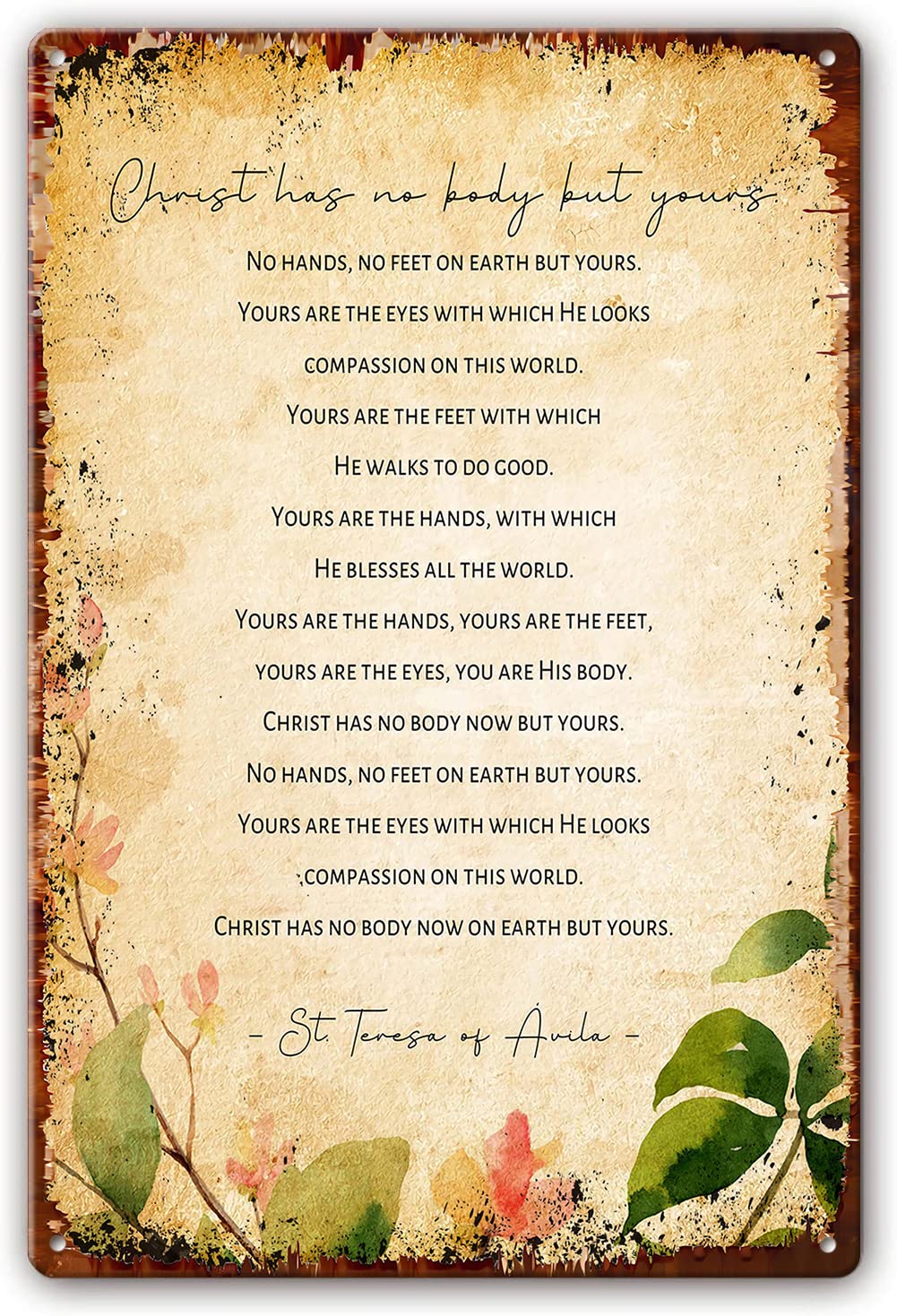 Preeklen Tin Sign 107 St. Teresa Of Avila Quotes Metal Tin Sign Wall Art Prints Poster Pictures Photos Decor Painting Pics Artwork Decoration For Living Room Modern Home Office Decor 6X8 Inch