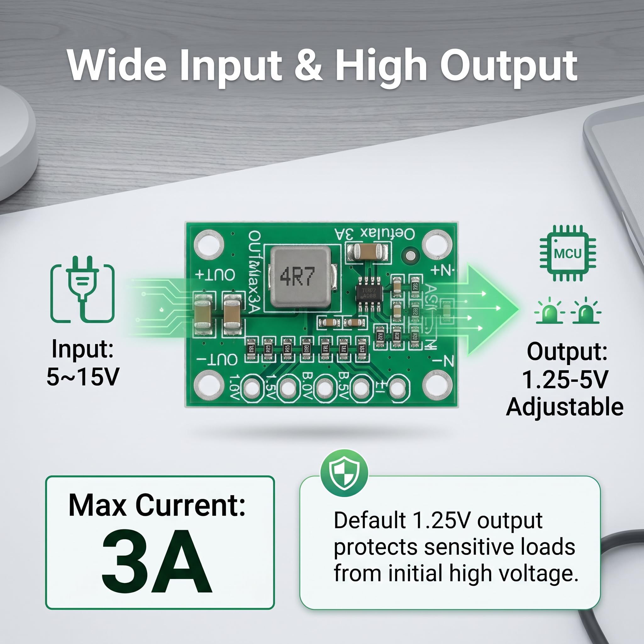 6 Stück Step Down Converter, 3A Step Down Modul Einstellbares 1,25–5 V bis 3 A, Kompakter Spannungsregler mit Potentiometer für Powerbank, RC-Modellbau, Kamera, Auto und Elektronikprojekte