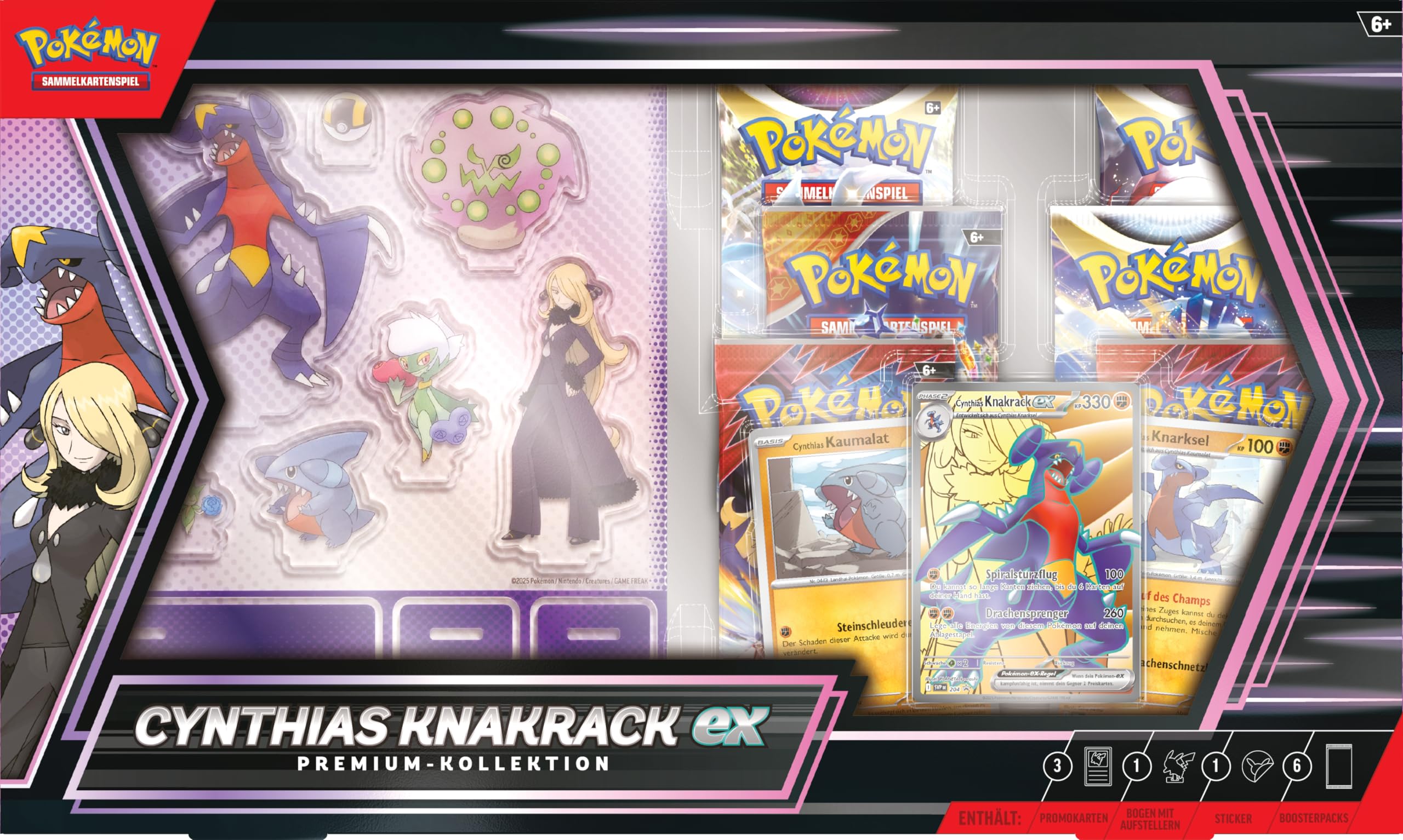 Pokémon-Sammelkartenspiel: Premium-Kollektion Cynthias Knakrack-ex (3 holografische Karten und 6 Boosterpacks)