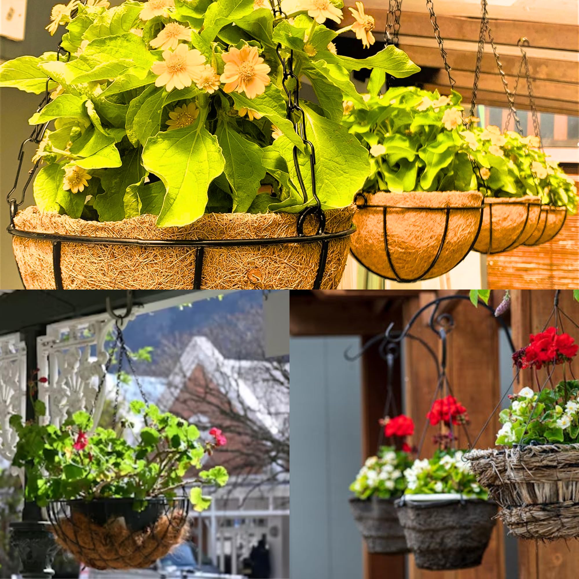 xtralotz Hanging Basket Chains 3-Point Heavy Duty 16 inch (40.5cm) Rust Resistant Metal Chain for Hanging Baskets Bird Feeders Outdoor Garden Accessories Ornaments and Planters 2 Pack Silver - Image 4