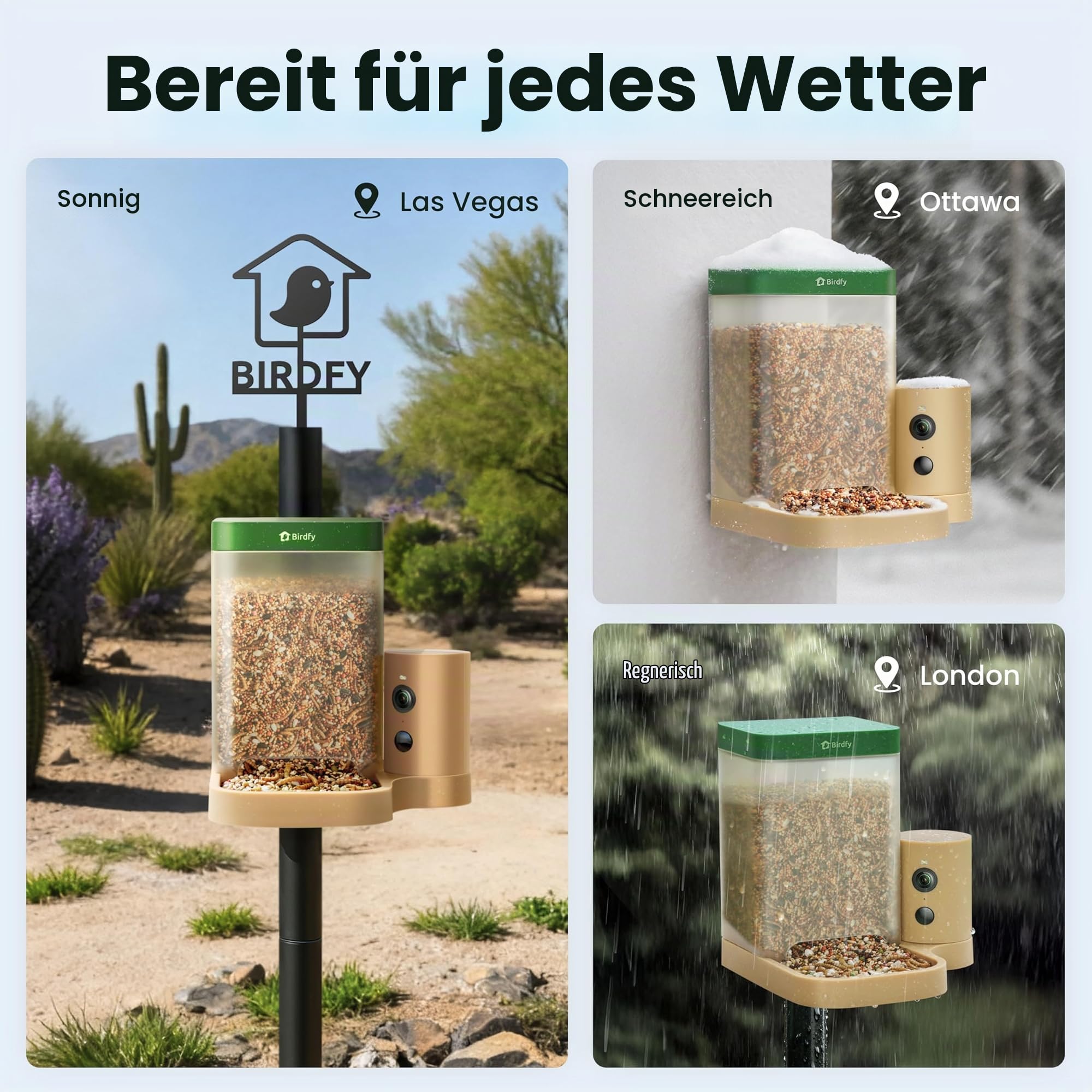 Birdfy Smart Vogelfutterhaus mit Kamera für Anfänger, Vogelfutterspender mit Nachtsicht, KI Vogelerkennung kostenlos, IP66 Wasserdicht für Vogelliebhaber