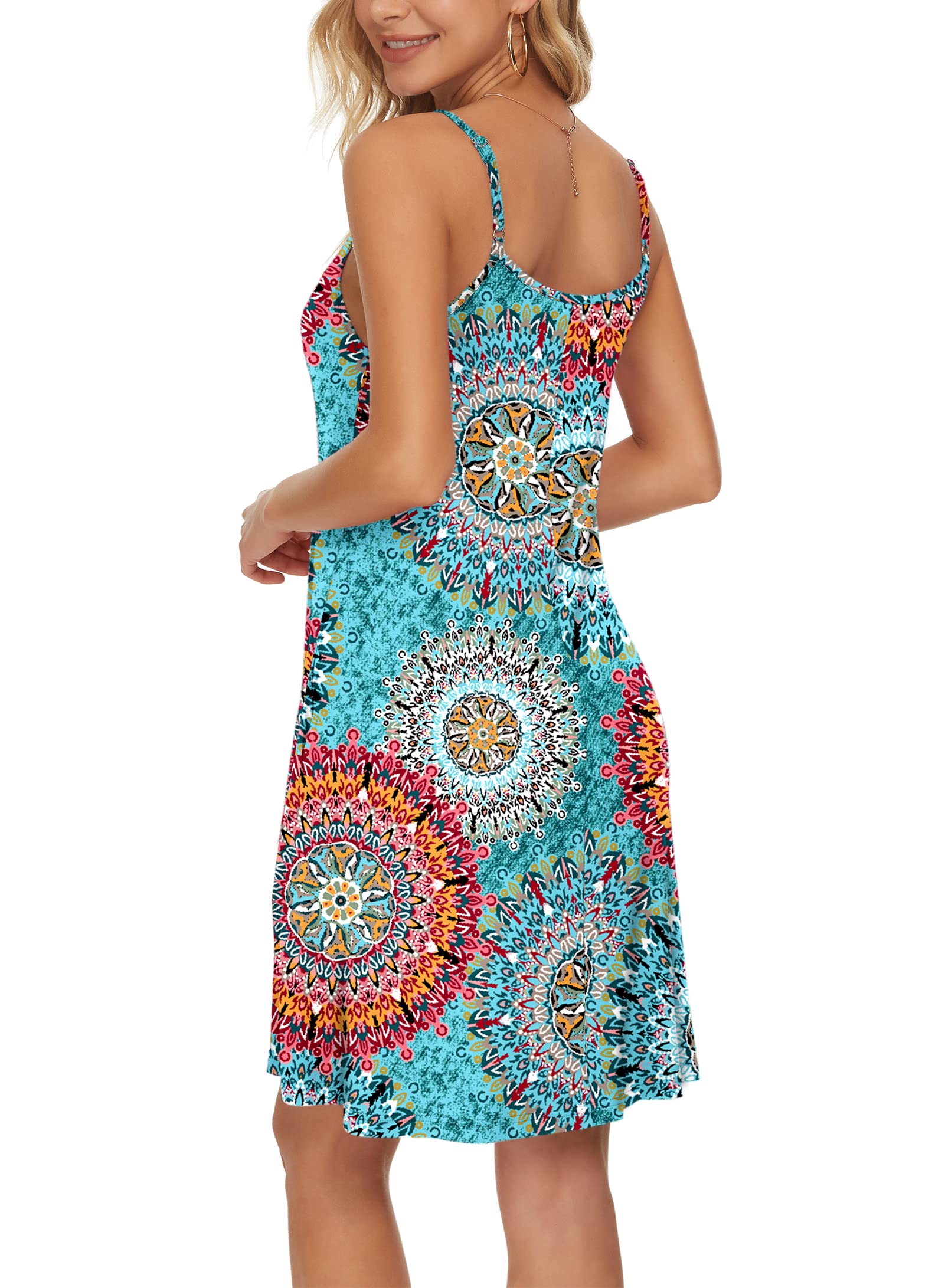 AUSELILY Vestiti Donna Estivi Corti con Scollo a V Vestito Estivo Casual da Spiaggia Abiti Estivi Casual con Tasche