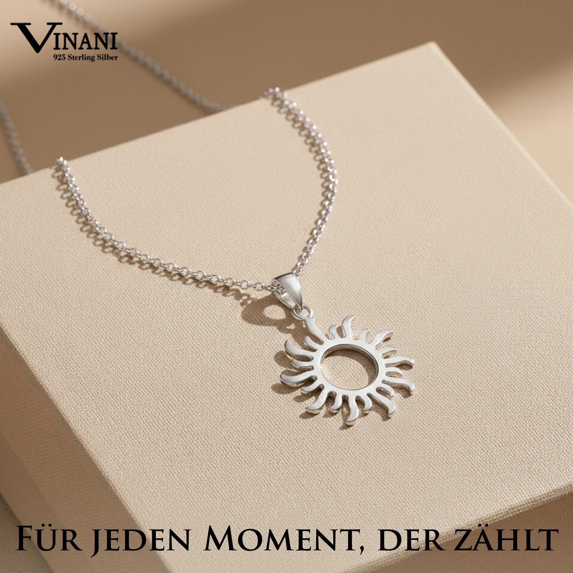 Vinani Damen Erbskette Sonnenanhänger 925 Sterling Silber matt ASON-T