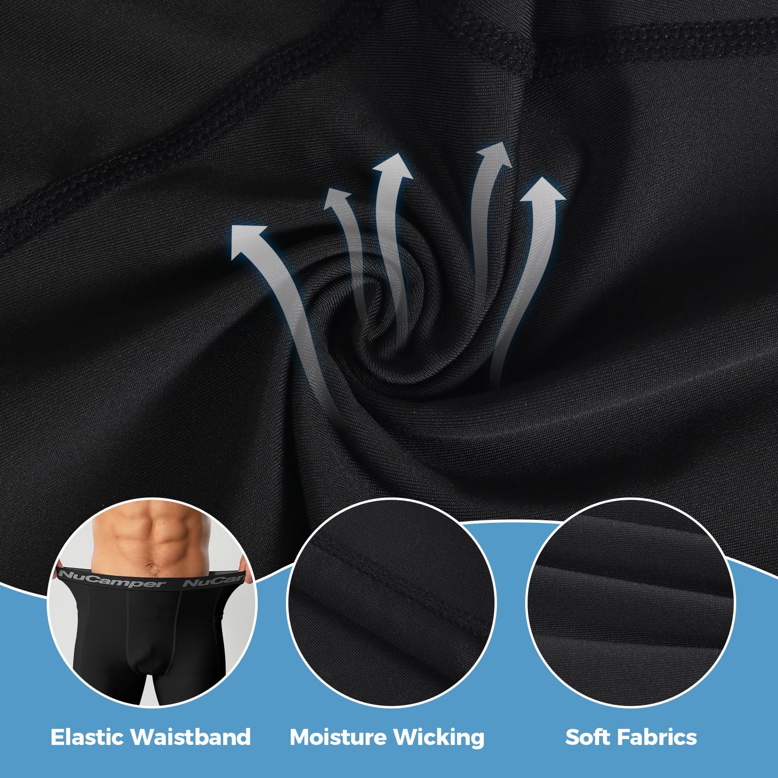 NuCamper Spodnie Kompresyjne Męskie z Kieszeniami, Sportowe Legginsy, Długie Spodnie do Biegania, Oddychające, Szybkoschnące, Warstwa Bazowa Spodnie do Biegania, Treningu, Sportu, Jogi, Koszykówki