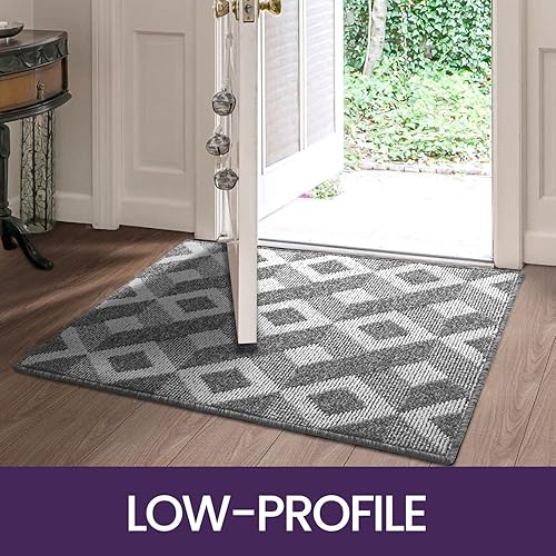 Miniatura 7 de DEXI Tapete antideslizante para puerta delantera lavable tapete de entrada de perfil bajo 32 x 48 pulgadas color marrón