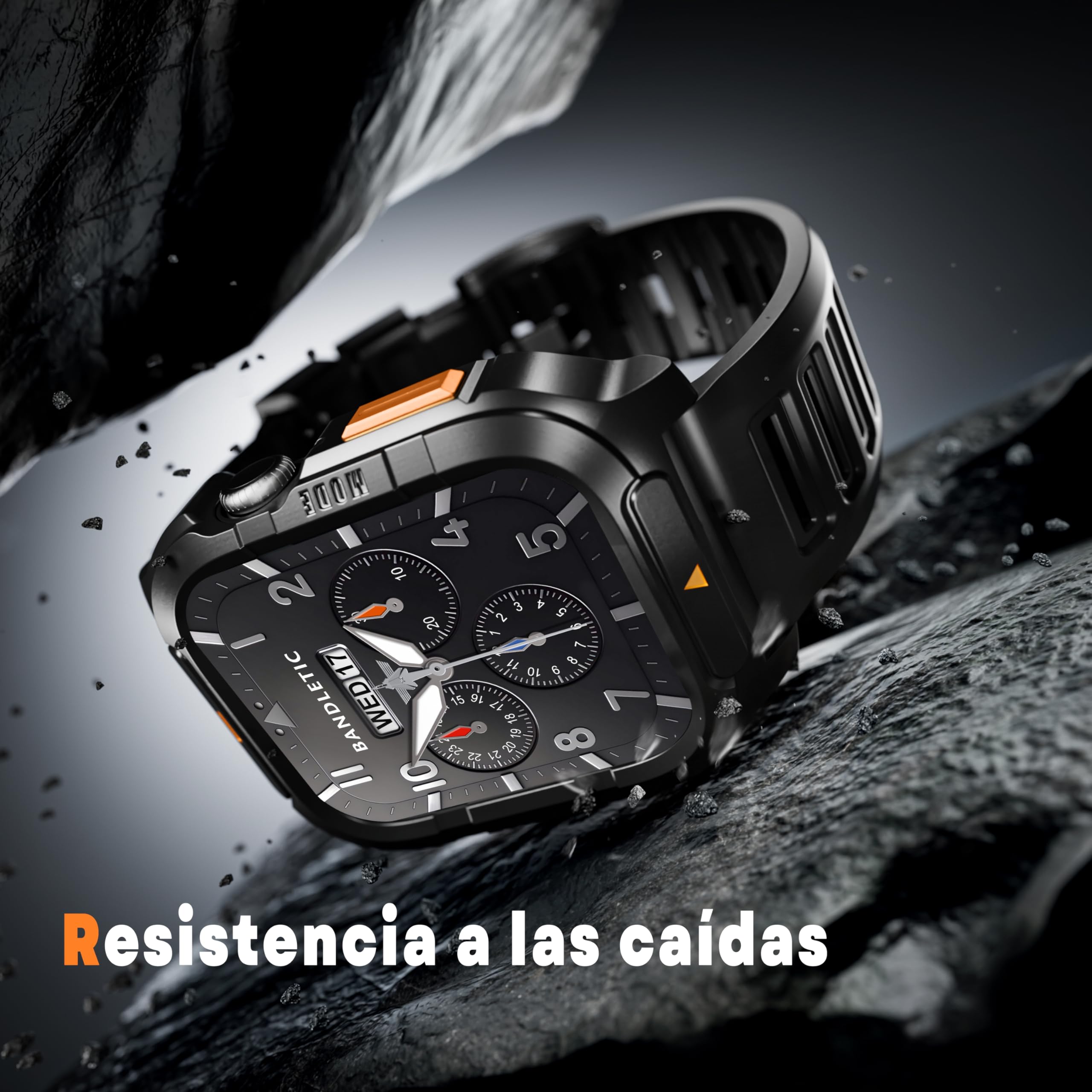 Bandletic Funda con Correa Compatible con Correa Apple Watch 44mm 45mm, Acero inoxidable militar parachoques cubierta protectora con correa para Apple Watch Series 9 8 7 6 5 4 SE