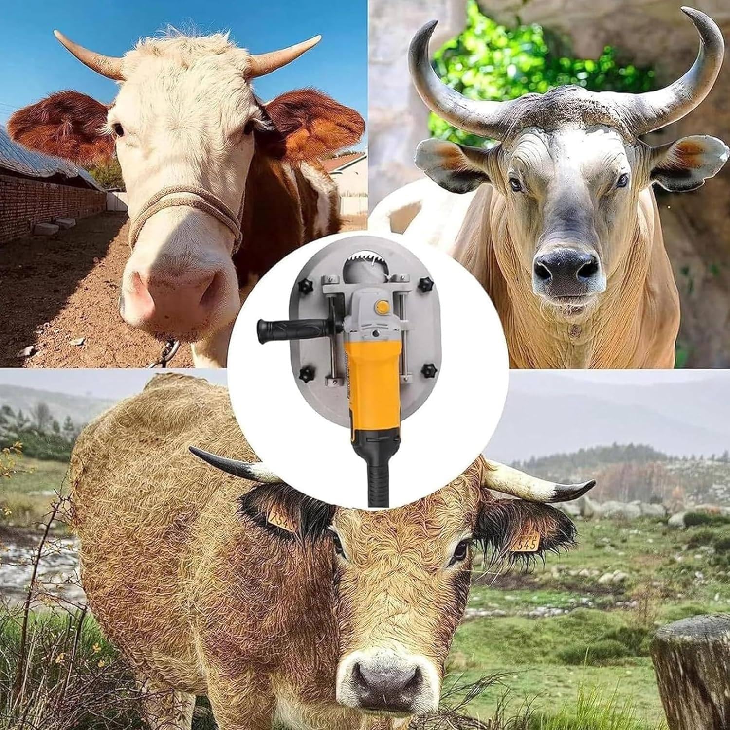 Qiang Dehorner Elettrico 1900W per Bovini Ovini Capre Vitelli, 8800 Giri/min Decornazione Rapida Indolore Senza Sangue, Attrezzo Professionale per Allevamento Bestiame Fattoria Yellow