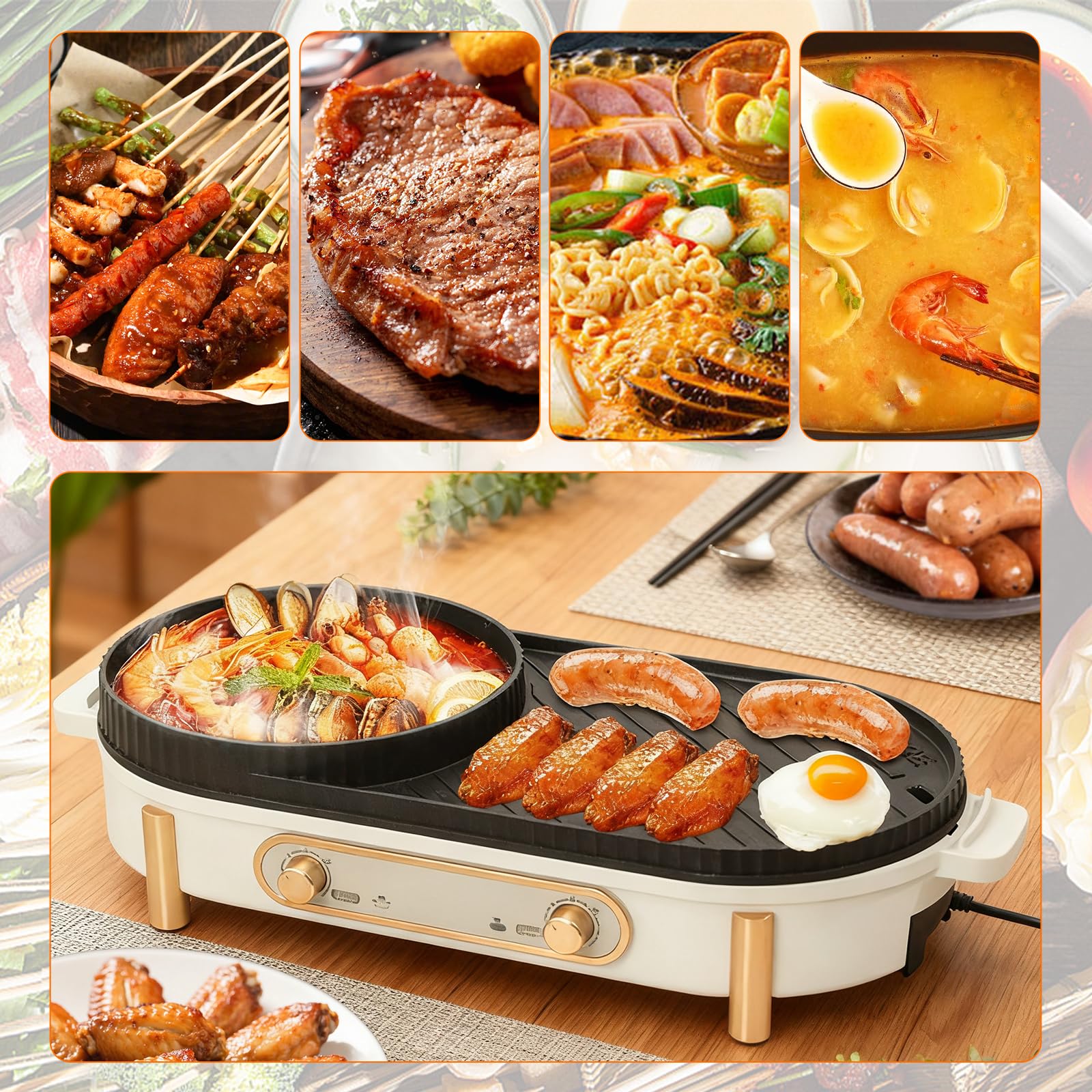 Elektrischer Hot Pot Mit Grill, 2 In 1-Elektrogrill-Hot Pot, Chinesischer Topfkocher, 220 V, 1700 W, Elektrische Hot Pots, Koreanischer Bbq-Grill FüR Kleine Familienfeiern Mit Drei Bis Sechs Personen