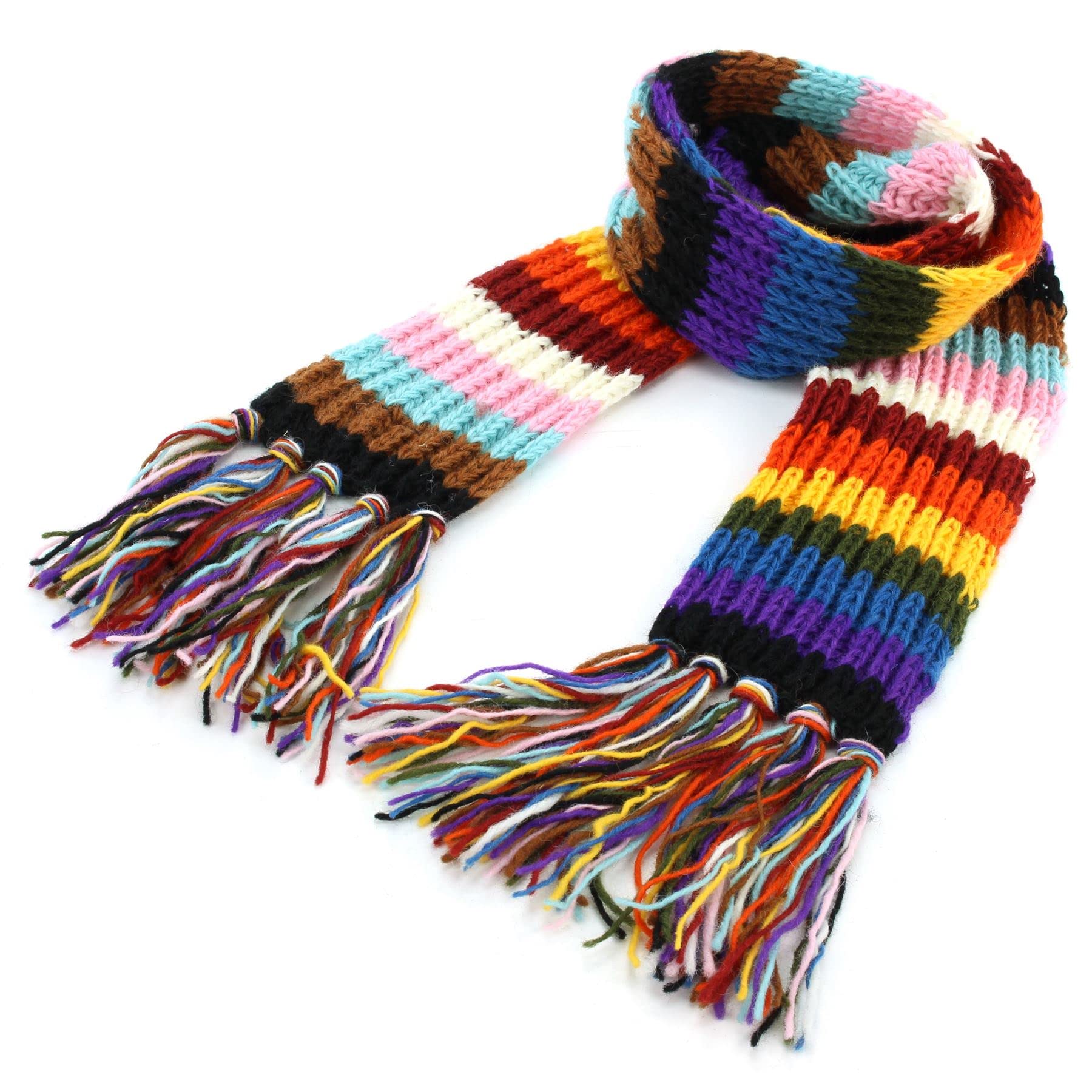 Loudelephant Unisex Stripe Progress Rainbow Hand Knitted Wool Scarf
