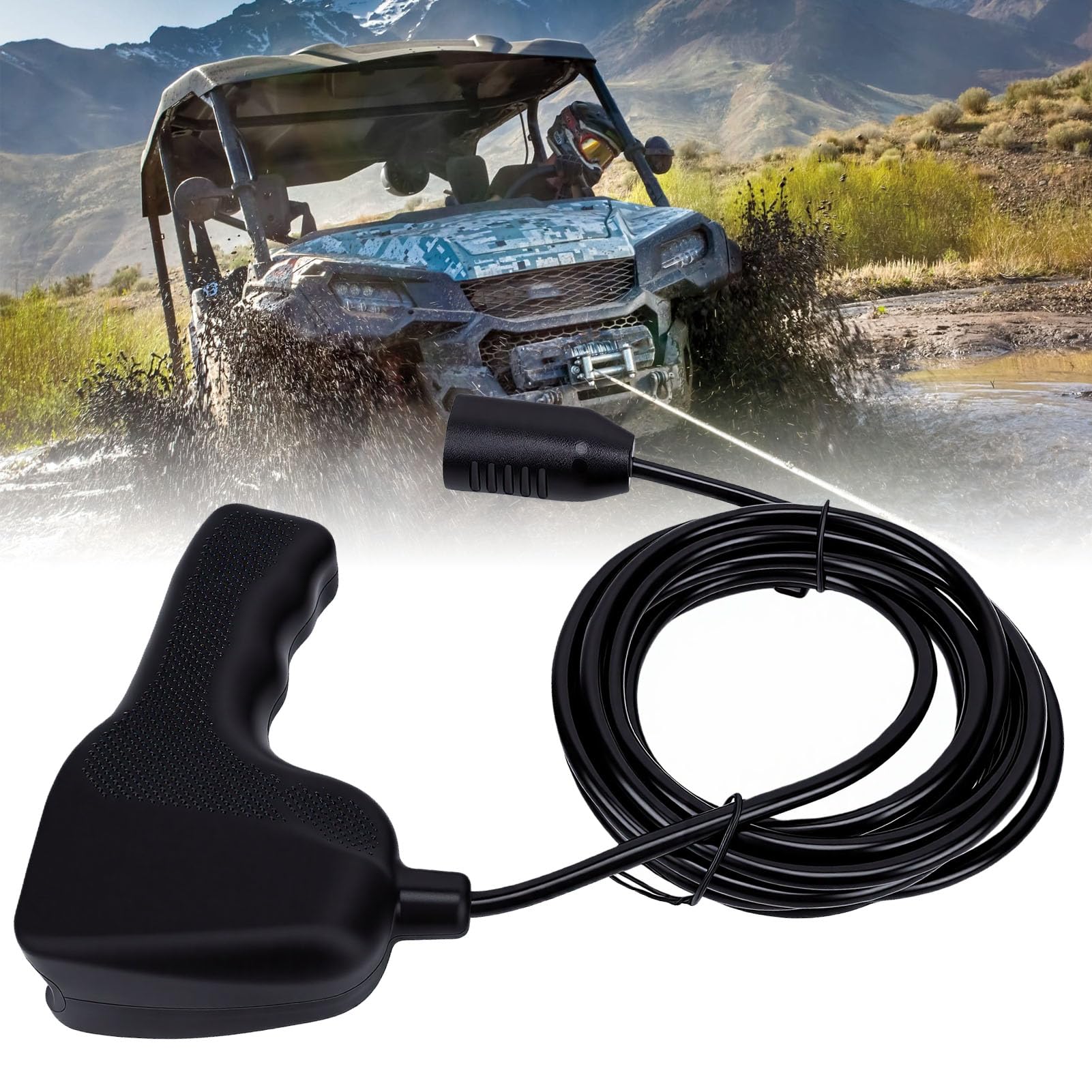 Acouto Telecomando per Verricello Plug-in Controller Portatile per Verricello Telecomando per Cablato 83658 Cavo da 12 Piedi Impugnatura in Gomma Spina a Forma di D per