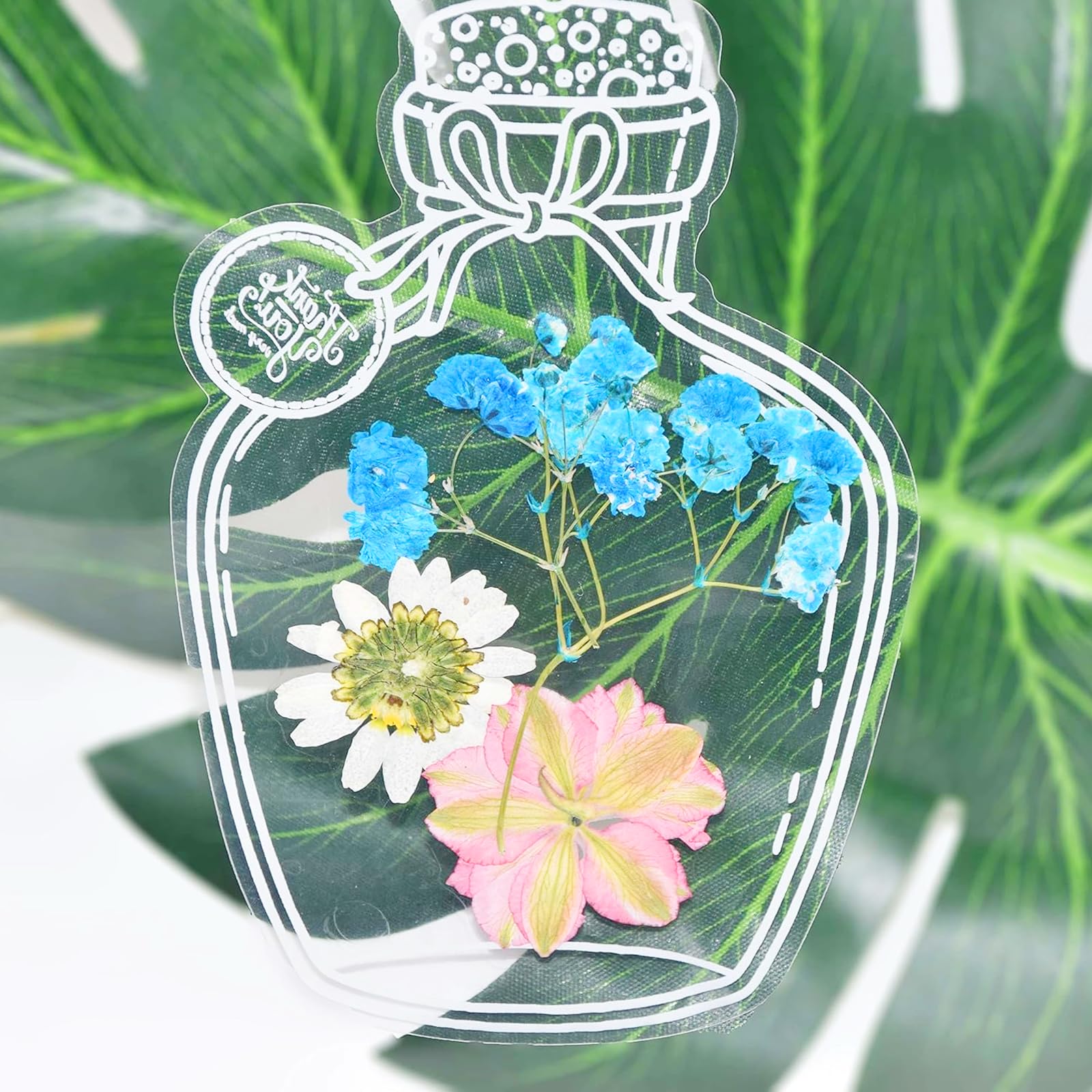 Transparante Gedroogde Bloem Bladwijzers, Herbarium Bladwijzers, Handgemaakte DIY Transparante Mooie Bloem Pagina Bladwijzer, Clear Drift Fles Bookmark Fit Vrouwelijk Volwassen Gift (glazen fles