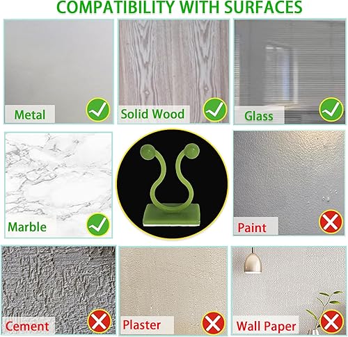 Miniatura 5 de Clips para plantas trepadoras, 110 unidades, clips invisibles para plantas trepadoras, clips de pared autoadhesivos para soporte de plantas, clips