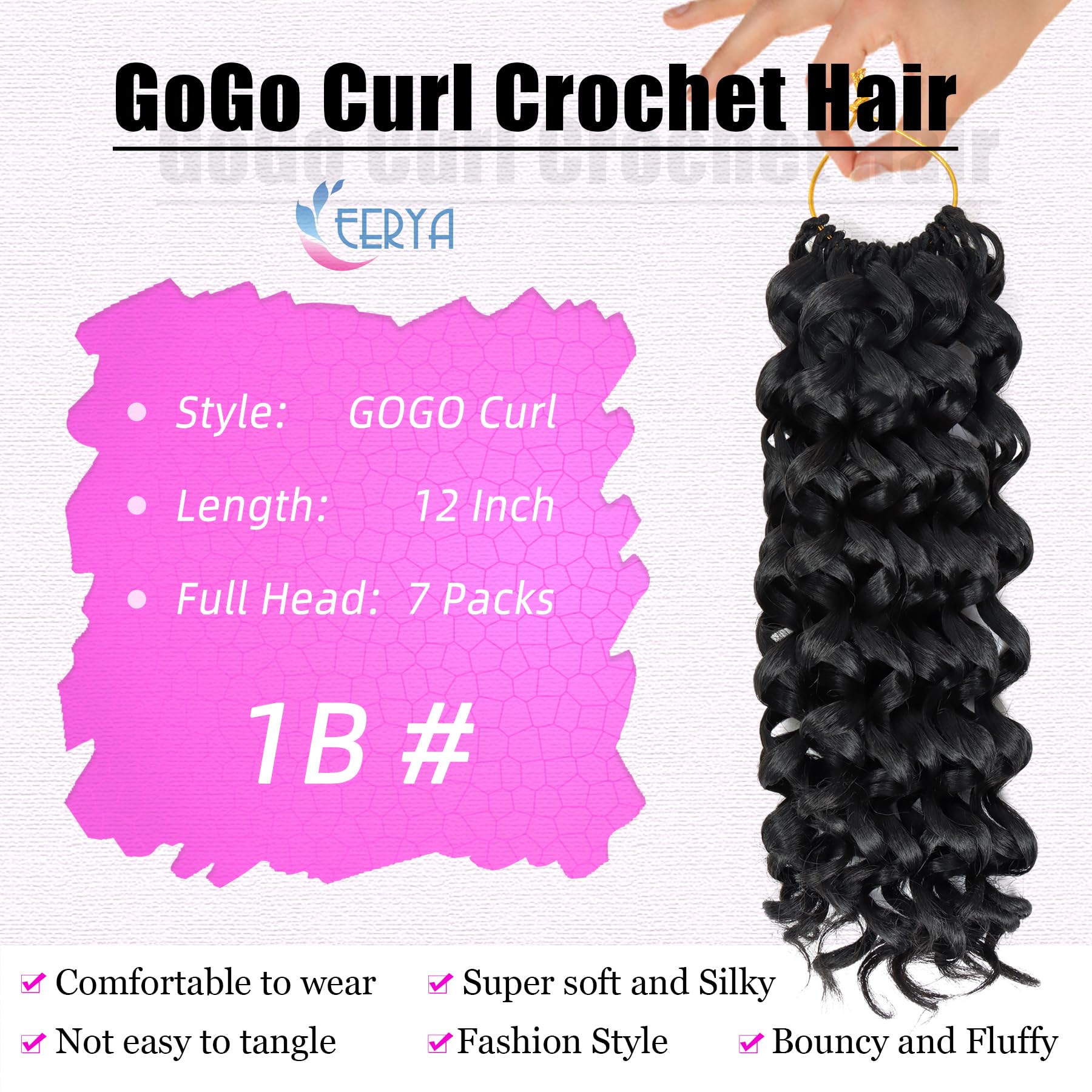 EERYA Gogo Curl Häkel-Haarbündel für Damen, 30,5 cm, kurzes und lockiges Haar, Strandlocken, Wasserwelle, tief geflochten, Häkelzöpfe, synthetische Zöpfe, Haarverlängerungen