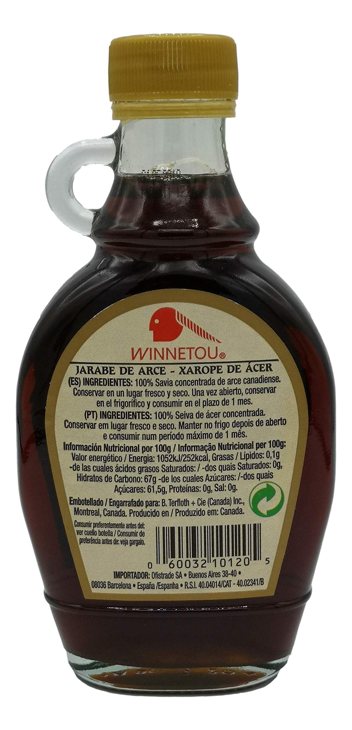 Sirope de Arce 100% Natural Maple Syrup Canadá #2 Ámbar Grado A 250g