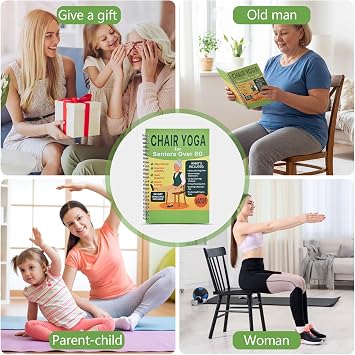 Chair Yoga for Seniors Over 60 Book & Chart 30-Day Challenge, Gentle Seated Yoga Guide, Chair Yoga for Weight Loss & Flexibility, Senior Chair Exercises for Women & Men,Top Choice for Family Gifts (Green)