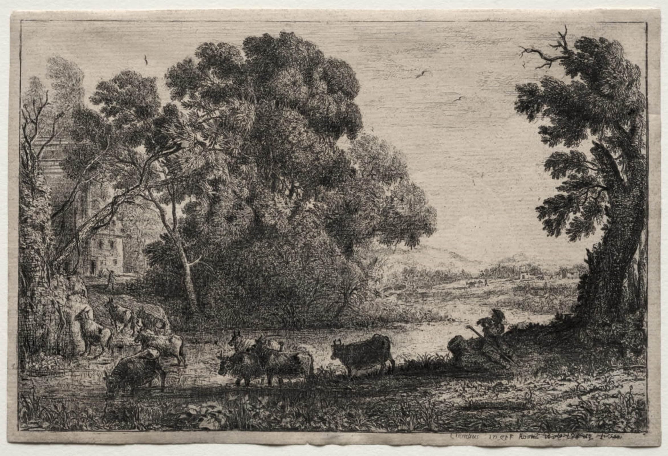 ARTXLXXBN Famous Painting Canvas Artwork Graffiti Print the Cowherder by Claude Lorrain Portrait Canvas Image for Home Decor 60x90cm