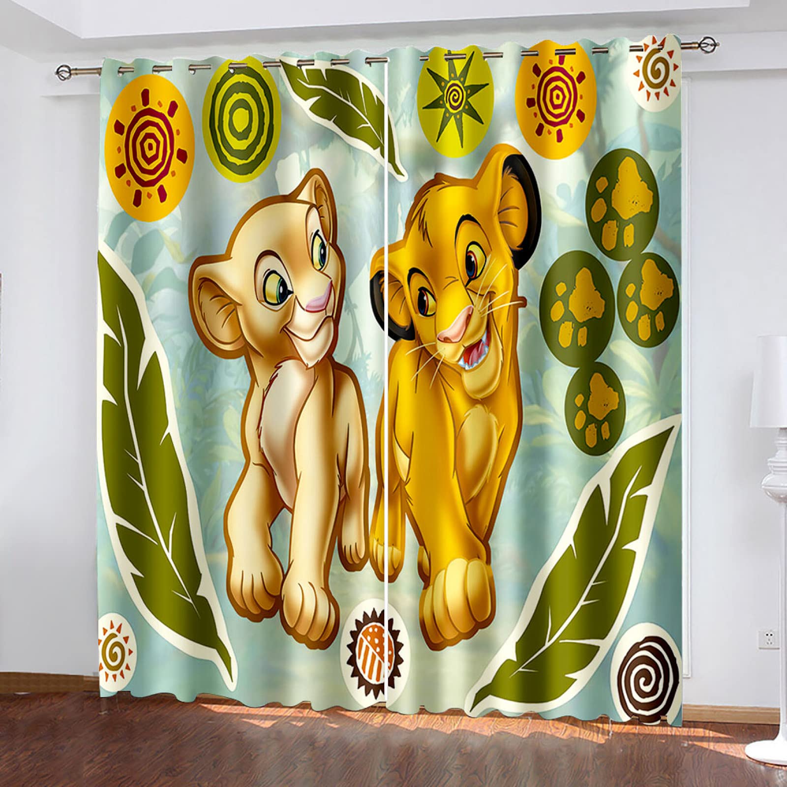 Rideaux Teintés Chambre Enfants 140X160cm Dessin Animé Mignon Petit Lion Économie D'énergie Réduire Le Bruit Thermique Rideaux Isolants Moderne Chambre Enfants