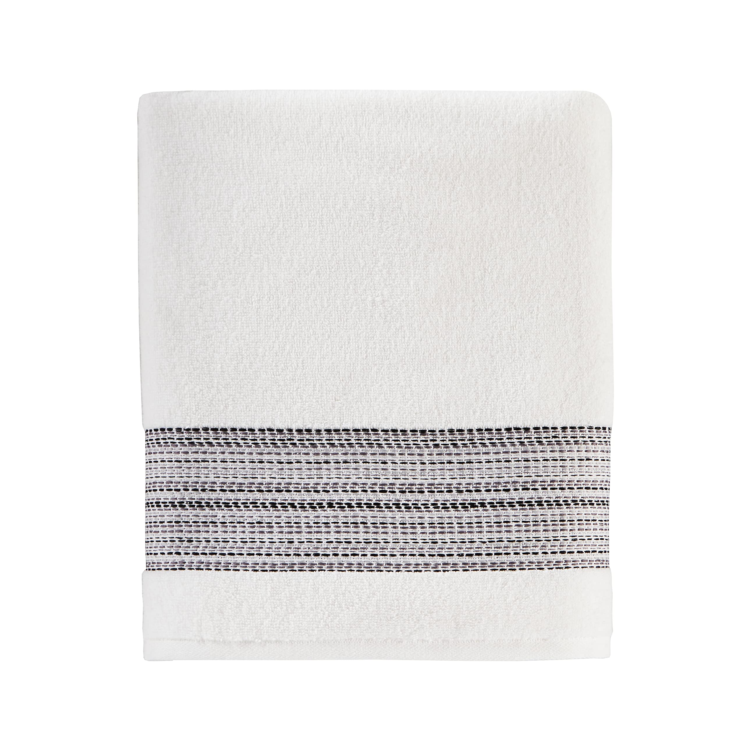 SKL Home by Saturday Knight Ltd. Geo Stripe Bath Towel, White