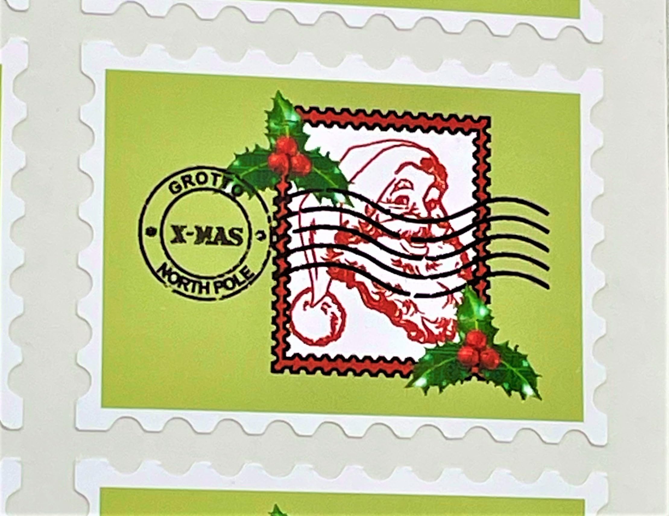 Advanced Printing 36 Green Father Christmas Santa Imitation Stamp Stickers Franked Grotto North Pole X-MAS Self Adhesive Vinyl