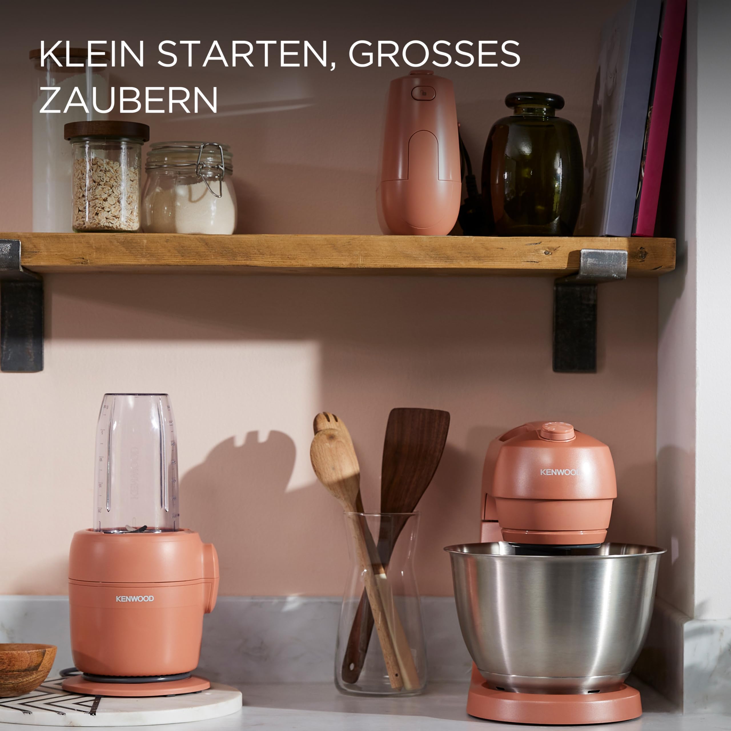 Kenwood MultiPro Compact - Processeur alimentaire avec Express Serve, lame en acier inoxydable, disques pour couper et râper, récipient de 600 ml, fonction Pulse, rouge argile (FDP23.380RD)