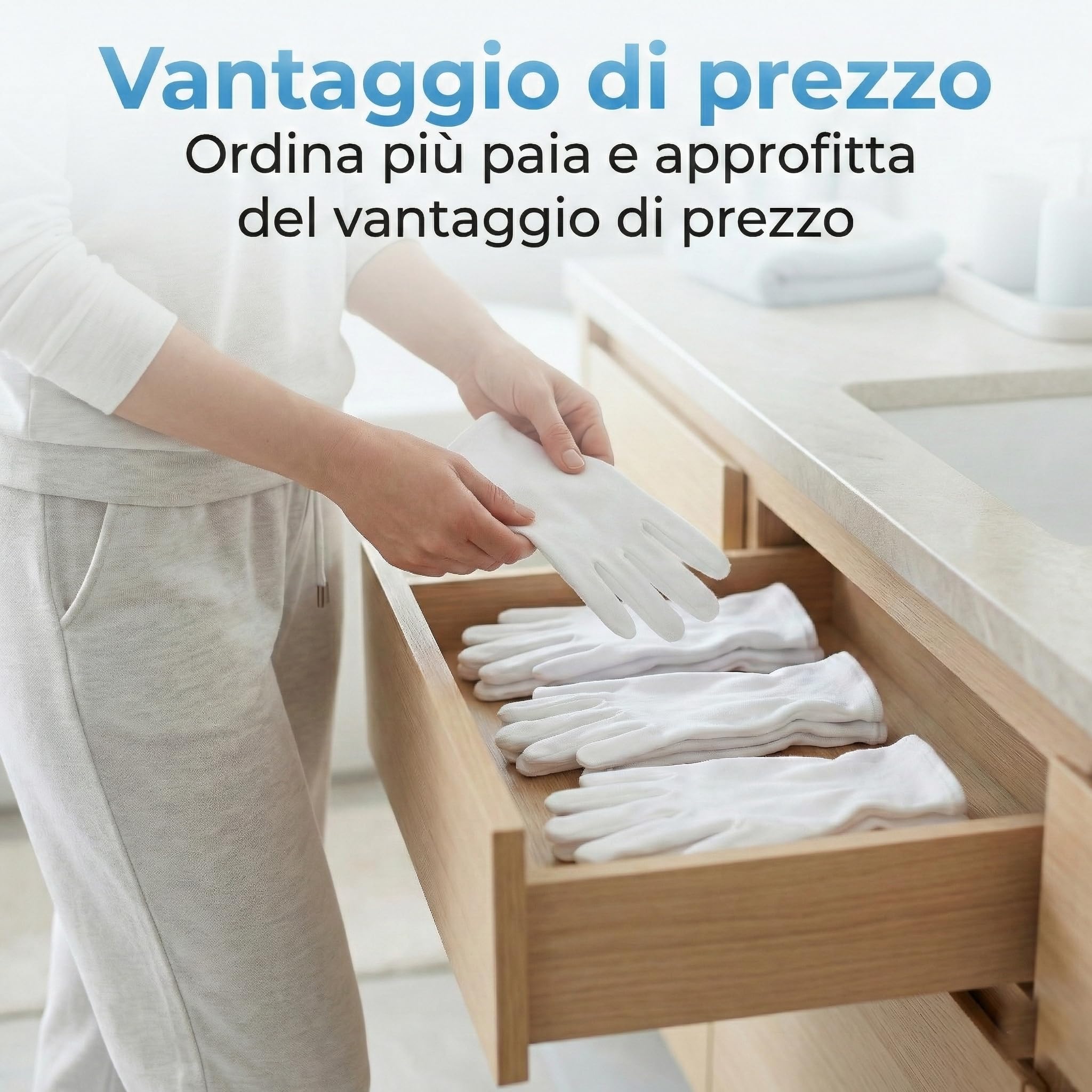Guanti bianchi in 100% cotone morbido | guanti cosmetici per crema mani, spa, pelle secca | sottili, comodi, riutilizzabili | 3 paia M