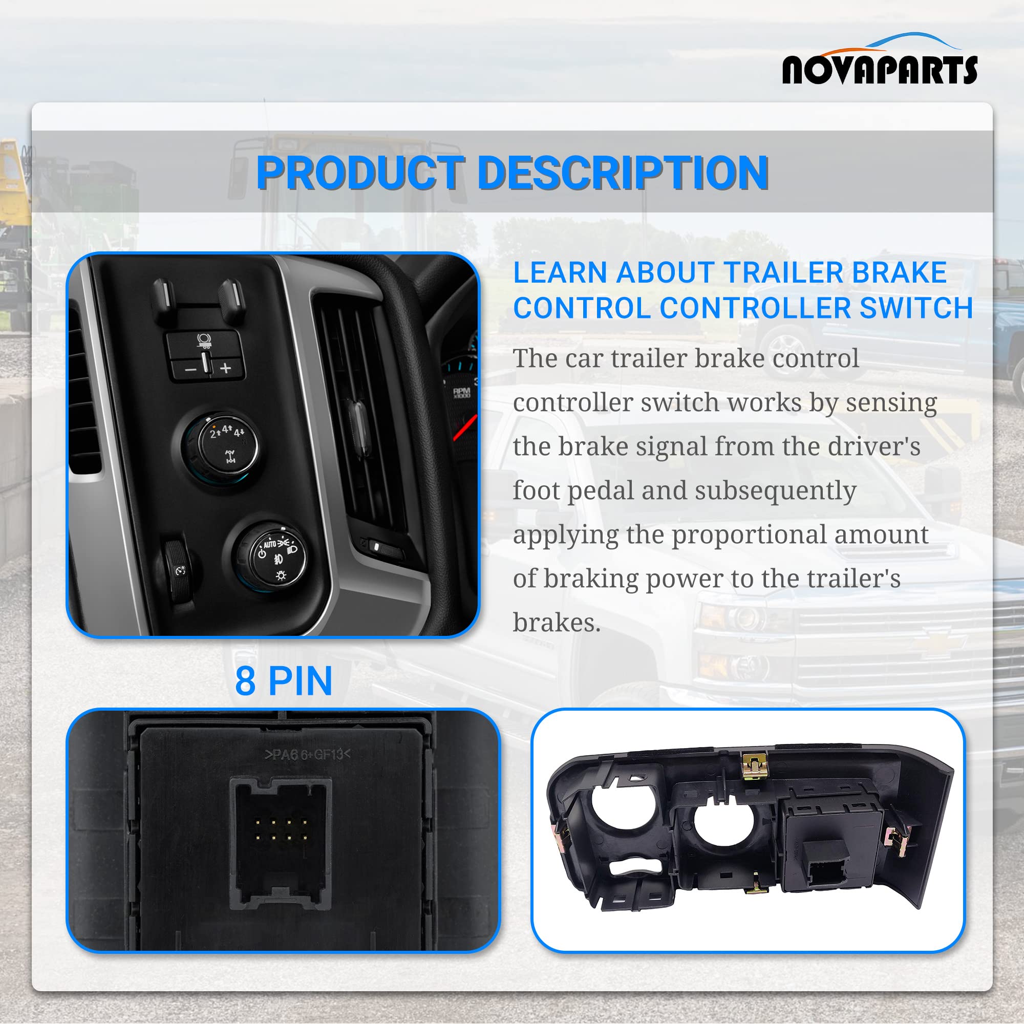 Switch Sports HiSport Trailer Brake Control Switch Assembly - Compatible With Chevy Silverado/GMC Sierra 2014-2020, Suburban, Tahoe, Yukon, Replaces 84108373 Trailer Electric Brake Controller