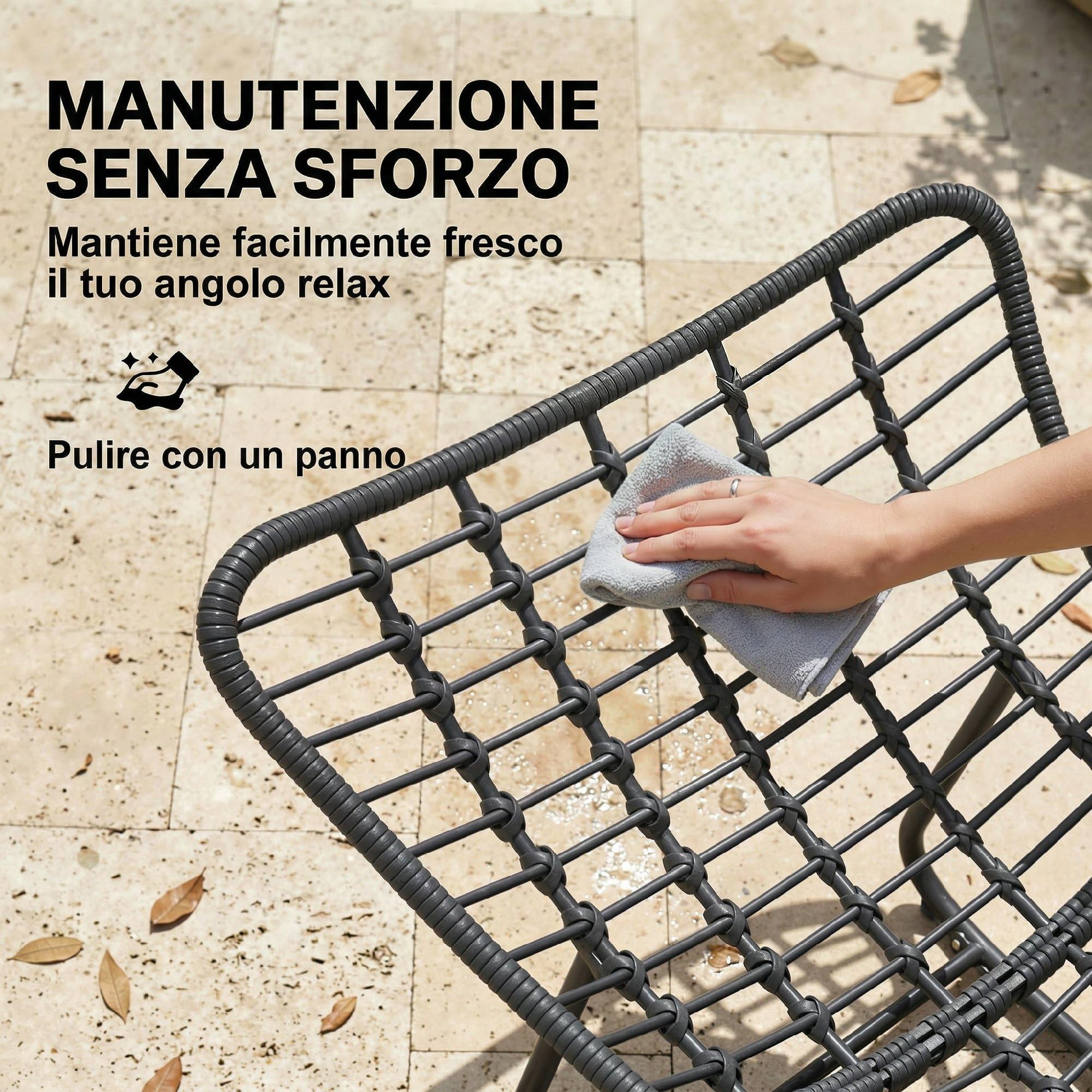 Outsunny Sedia a Dondolo in Rattan Oversize con Cuscino, Struttura Metallo Zincato, Max 120 kg, Grigio Scuro