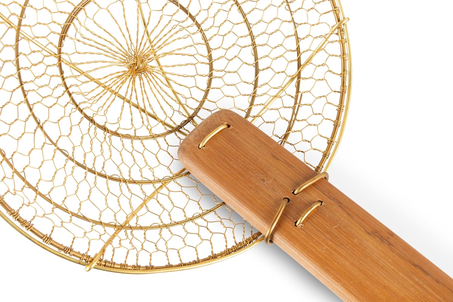 Craft Wok Medium 8-Inch Brass Mesh Strainer/Spider Skimmer Zhao Li, Robust & Elegant Kitchen Tool for Frying & Straining, Authentic Oriental Cookware - / 732W7-8in