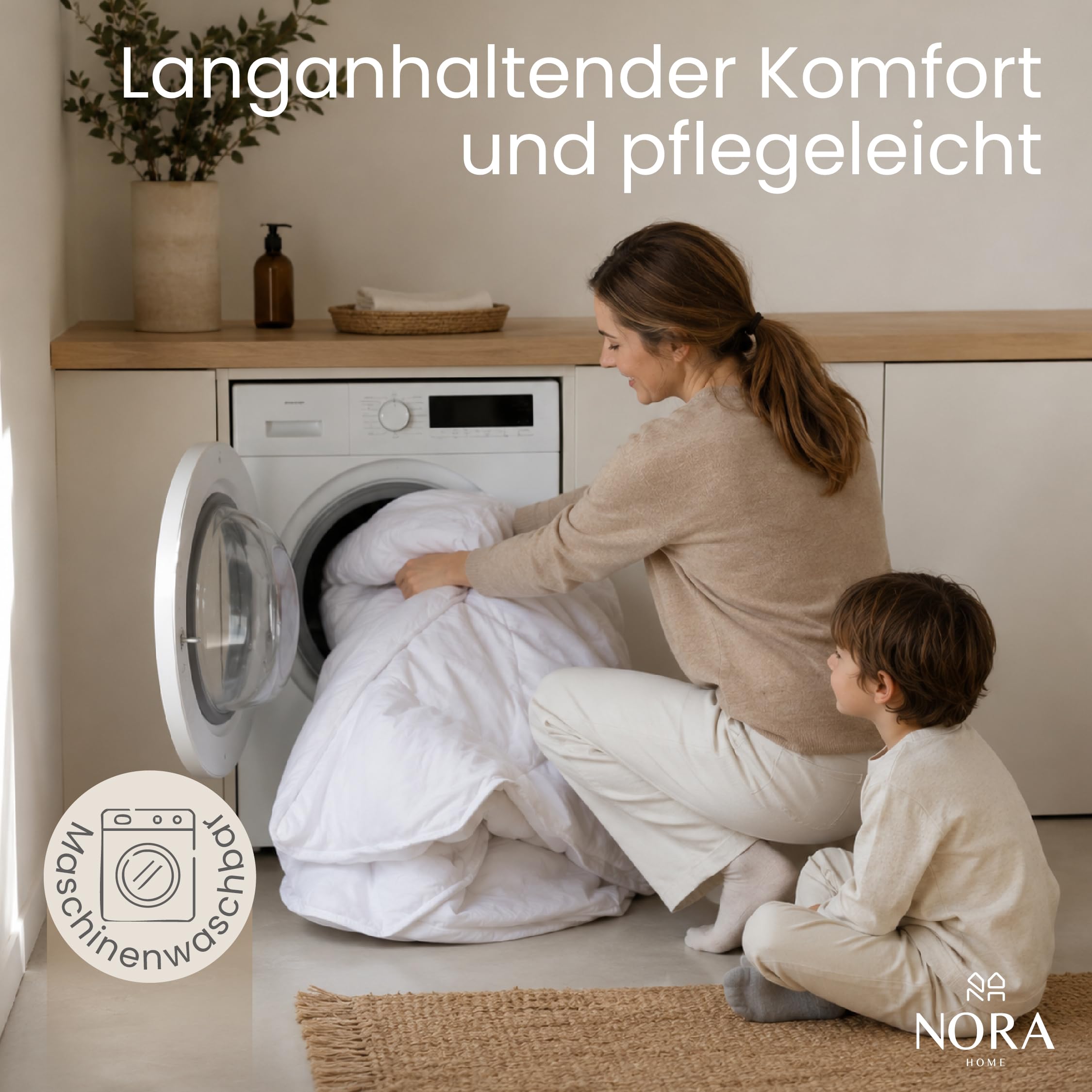 NORA HOME 4 Jahreszeiten Bettdecke 220x240, Ganzjahresdecke, 2-in-1 Set | Sommerdecke 125 g/m² + Übergangsdecke 250 g/m² = Winterdecke 375 g/m², 10 Druckknöpfe, waschbar, OEKO-TEX