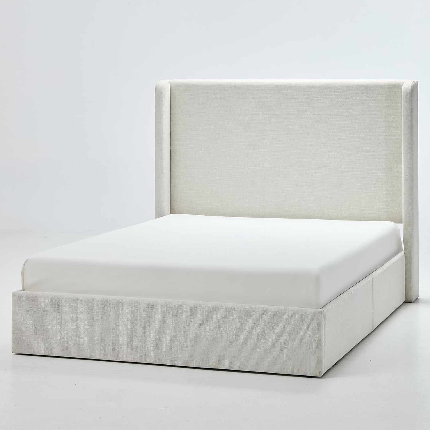 52.3" Tall Head Elegant Wingback King Size Bed Frame Upholstered Platform Bed, Premium Textured Canvas Chenille,No Box Spring Needed, Easy Assembly,Noise Free