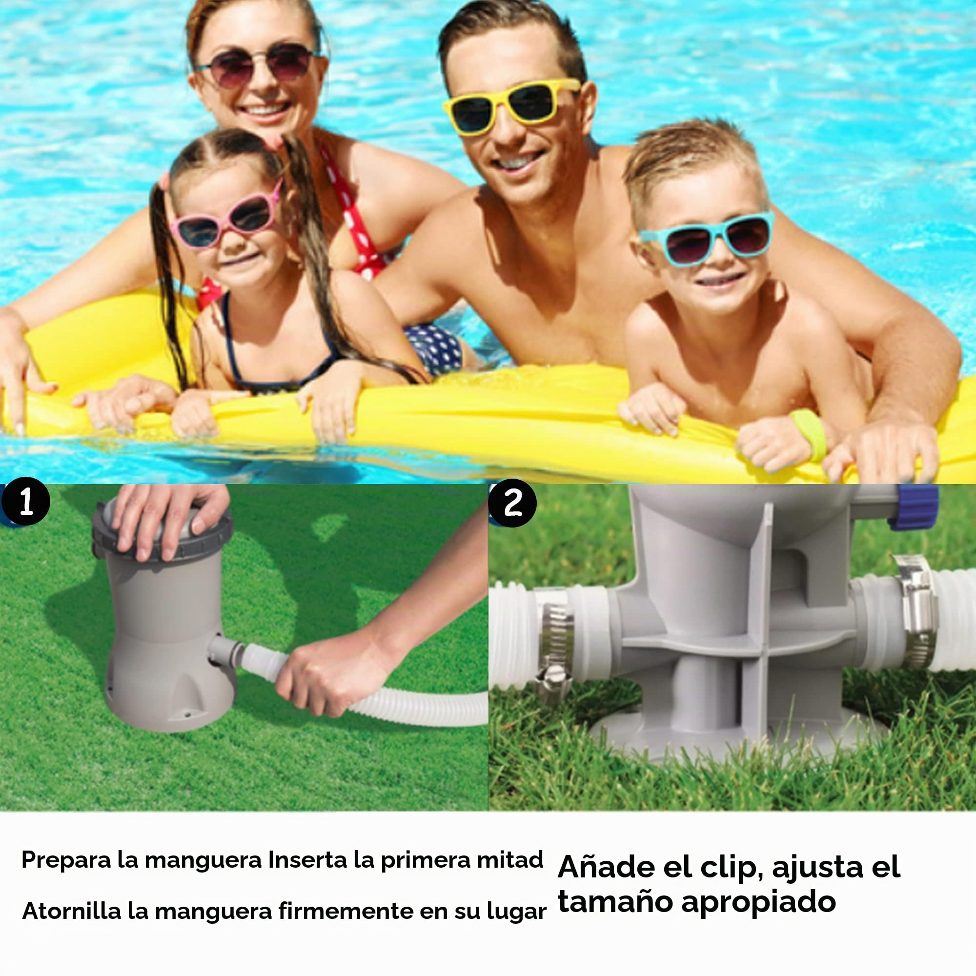 2 Mangueras de Repuesto para Piscinas Elevadas, Manguera para Bomba de Filtro (59x1.25 pulgadas)