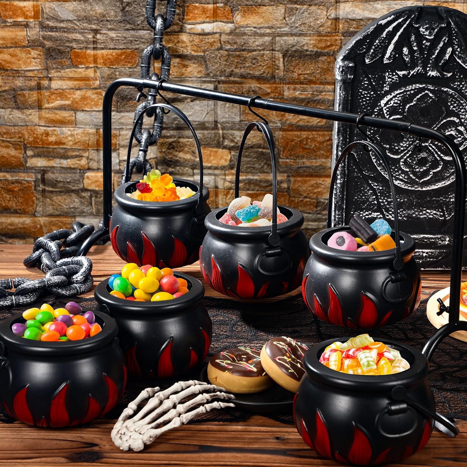 Tanlade Halloween Witch Cauldron Candy Serving Bowl Set of