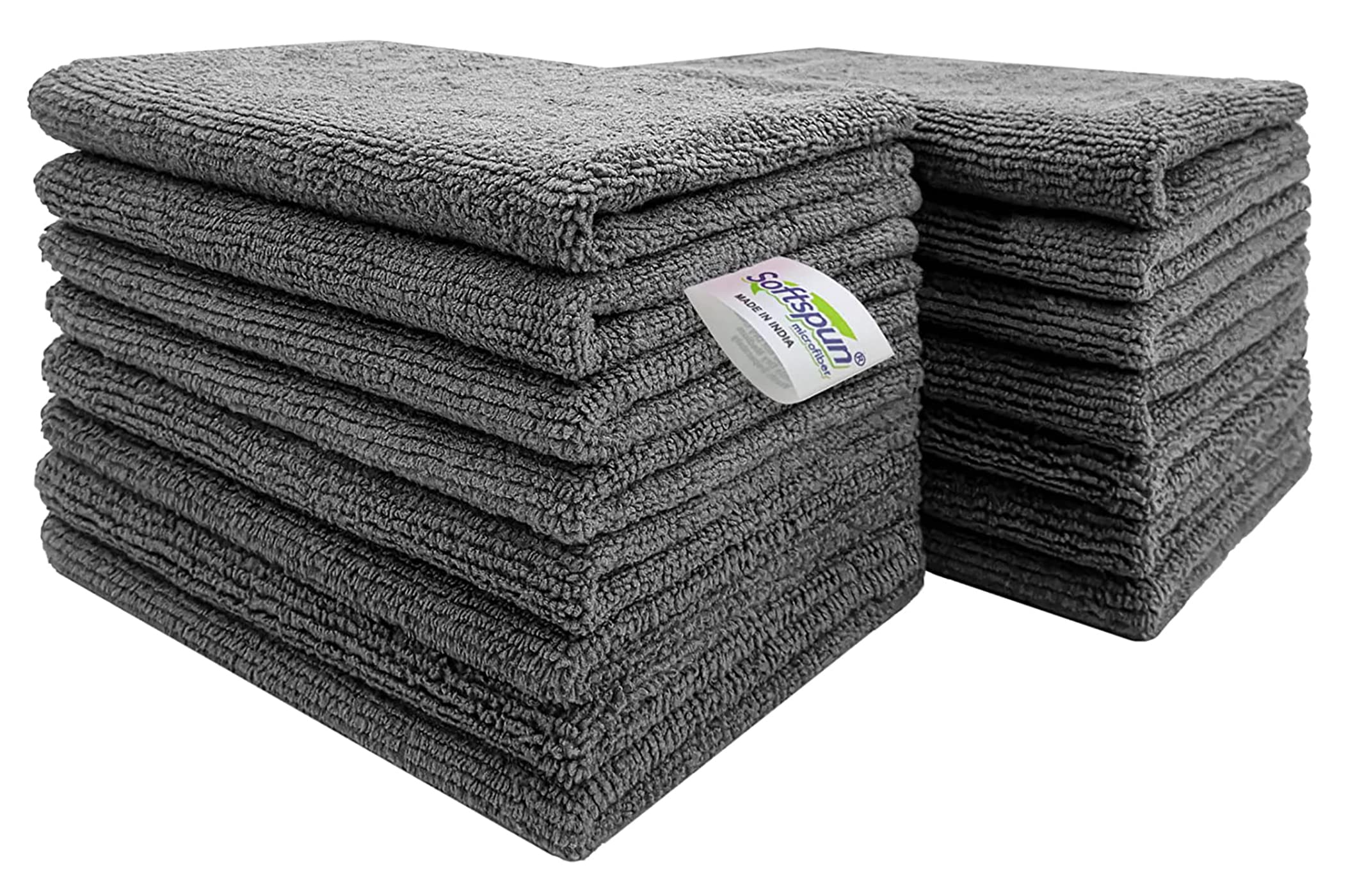 SOFTSPUN Microfiber Cleaning Cloths, 20x30 Cms 15 Piece Towel Set, 340 GSM (Grey). Highly Absorbent, Lint & Streak Free, Multi-Purpose Wash Cloth for Kitchen, Car, Window, Stainless Steel. (B07L5J82N9) Amazon Price History, Amazon Price Tracker