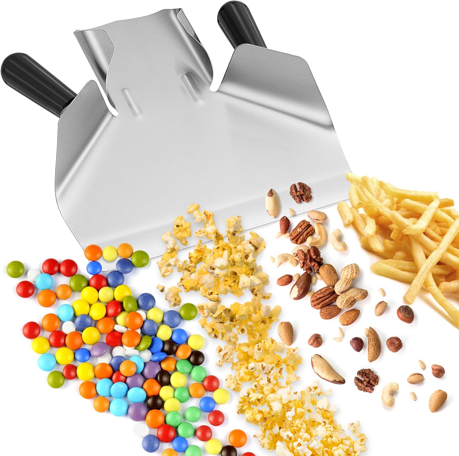 Best Deal Cheap 🛒 Olde Midway Stainless Steel French Fry Scoop with Dual Handles - Commercial Fry Bagger Scooper