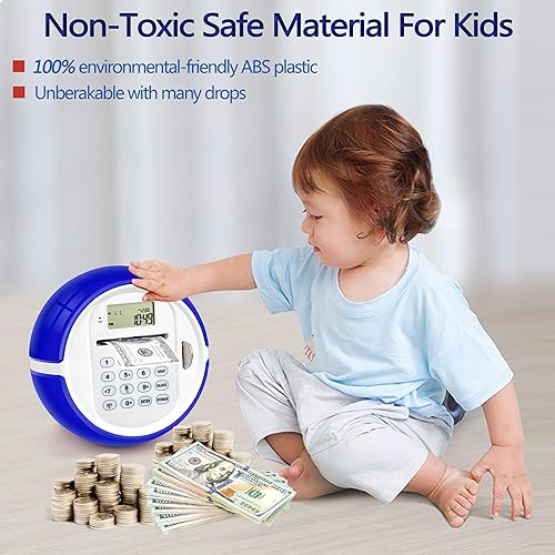 Miniatura 6 de Alcancía de cajero automático para dinero real para niños, banco de ahorro de dinero con contraseña, reconocimiento de monedas, alimentador de