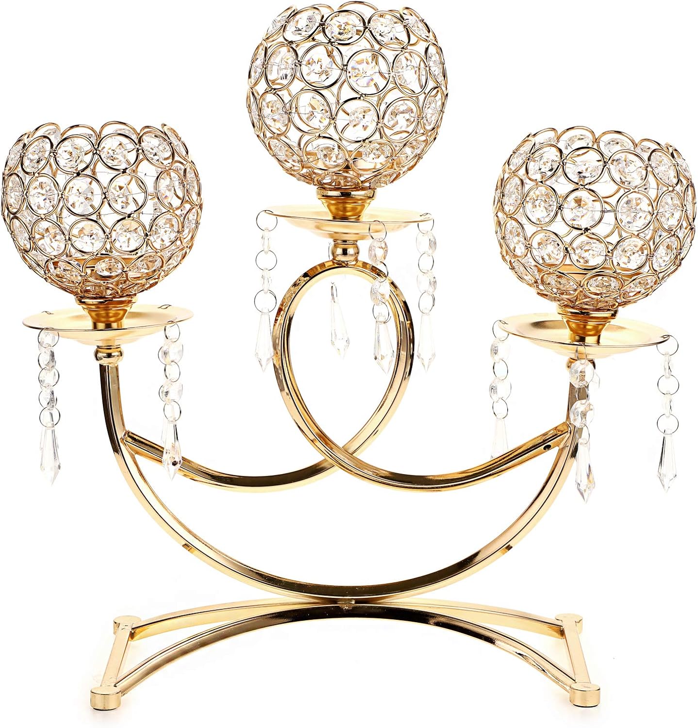 OwnMy 3 Arms Crystal Candle Holders Bowls Tealight