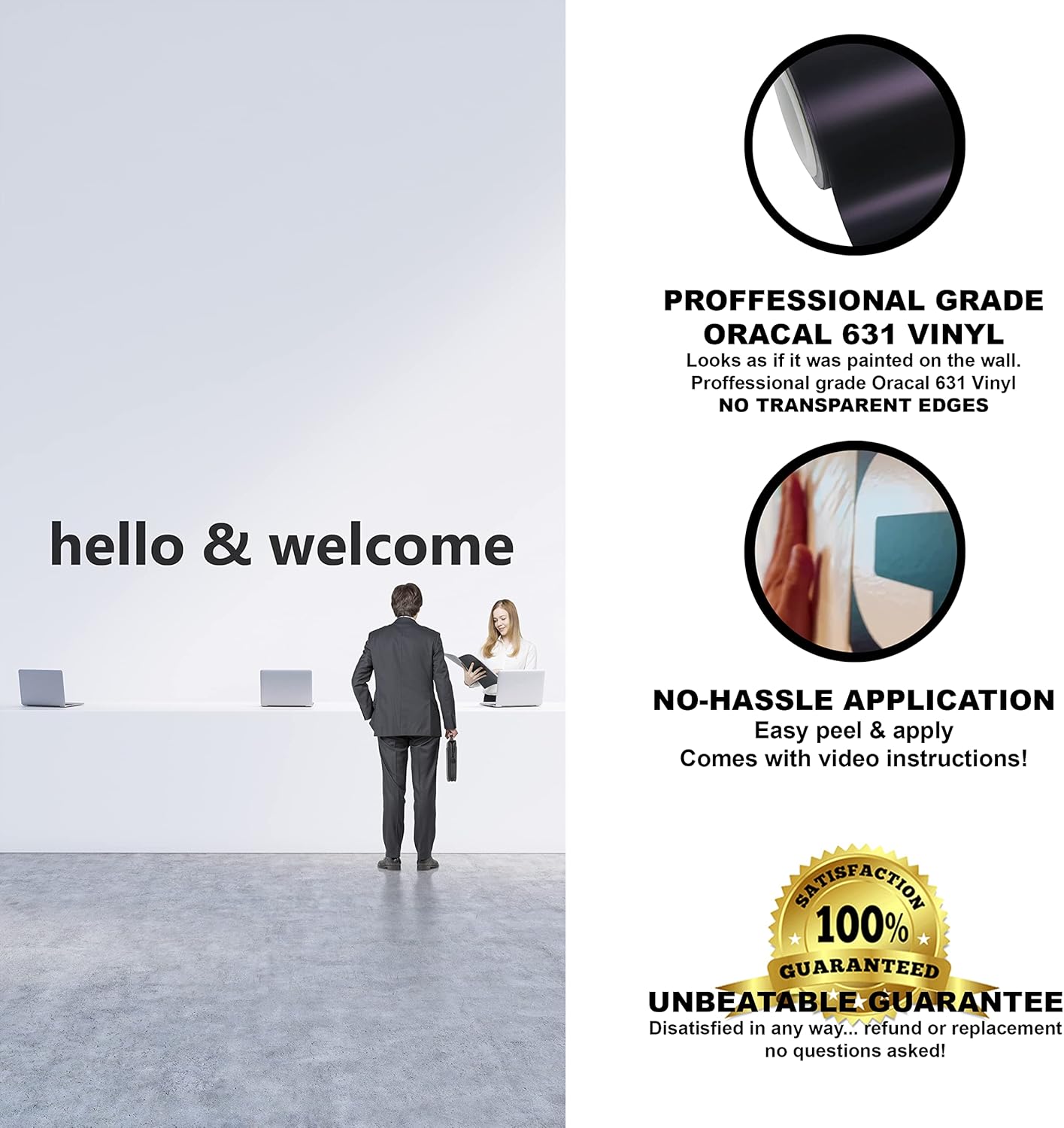 Motivational and Inspirational Office Wall Decal Sticker Vinyl Quotes for Business Teamwork Words and Saying Positive Decoration (Hello & Welcome)