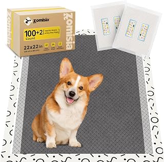 Charcoal Puppy Pee Pads for Dogs, 22"x22" 100 Counts + 2 Extra Health Monitoring Pads - Disposable Dog Potty Training Pads, Odor-Control, Super Absorbent & Leak-Proof